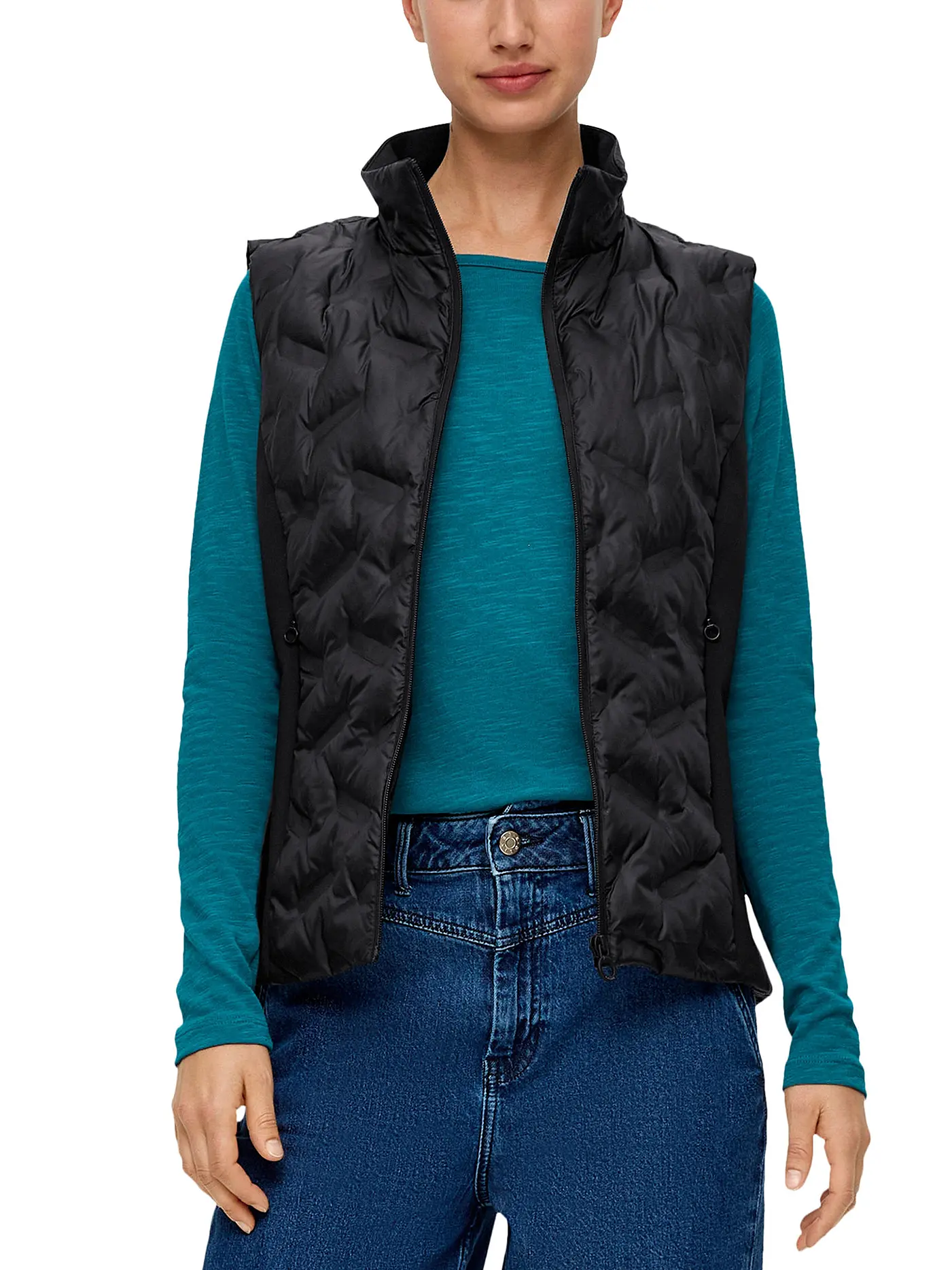 S.OLIVER | Steppgilet | schwarz