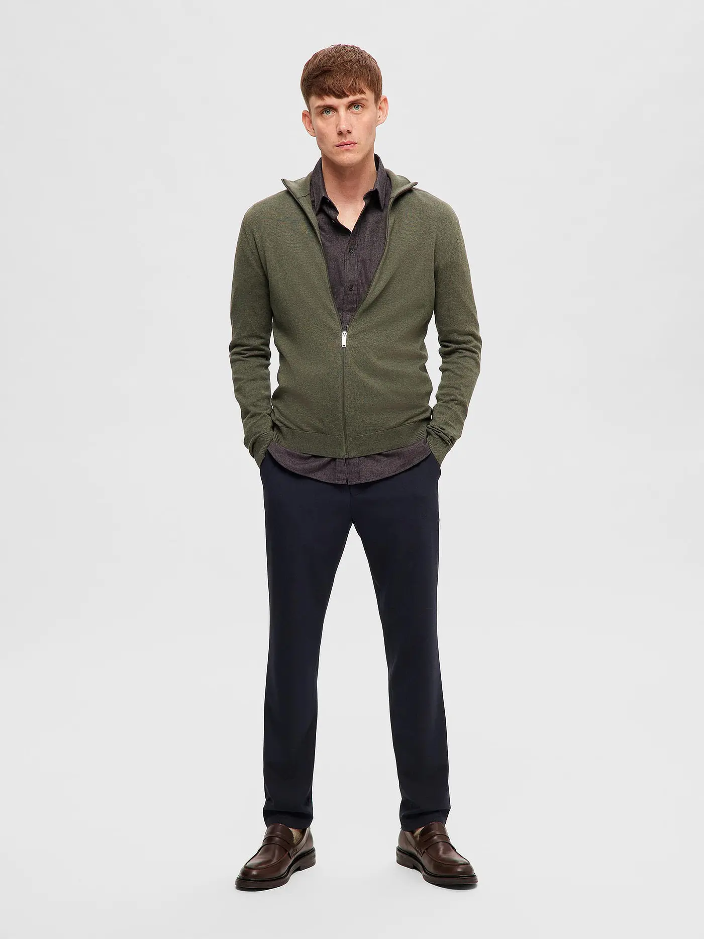 SELECTED | Strickjacke | olive