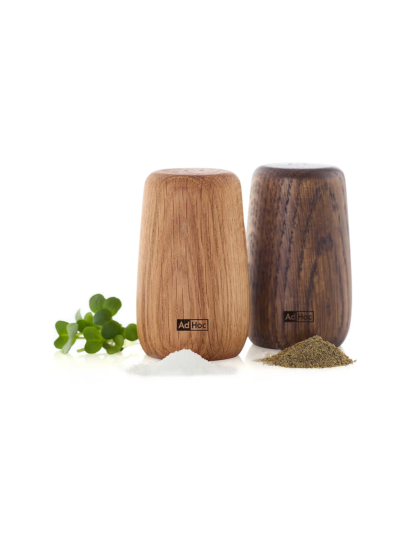 AD HOC | Salz- und Pfefferstreuer Set YOKO 7,5cm Eiche Dunkel und Hell | braun