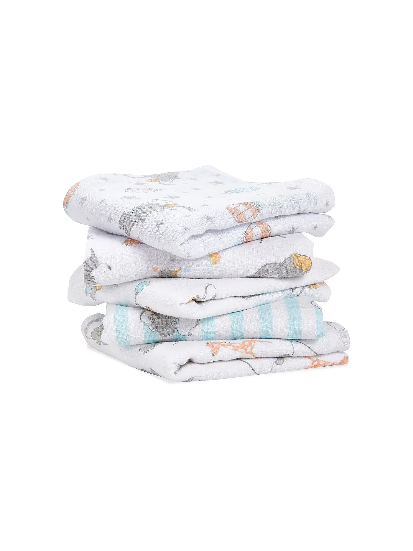ADEN + ANAIS | Stoffwindeln 5er Pkg Muslin Dumbo New Heights | weiss
