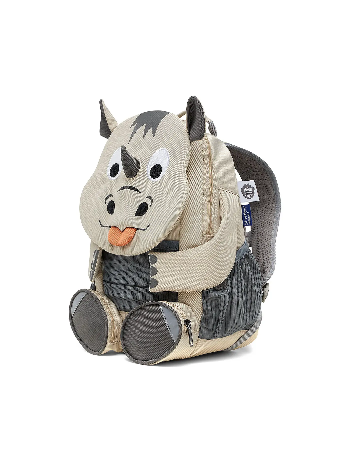 AFFENZAHN | Kinder Rucksack Großer Freund - Nashorn | grau