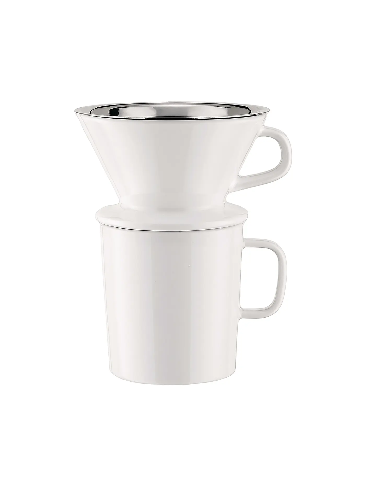 ALESSI | Kaffee Set 3-tlg SLOW COFFEE Glas/Weiss/Edelstahl | transparent