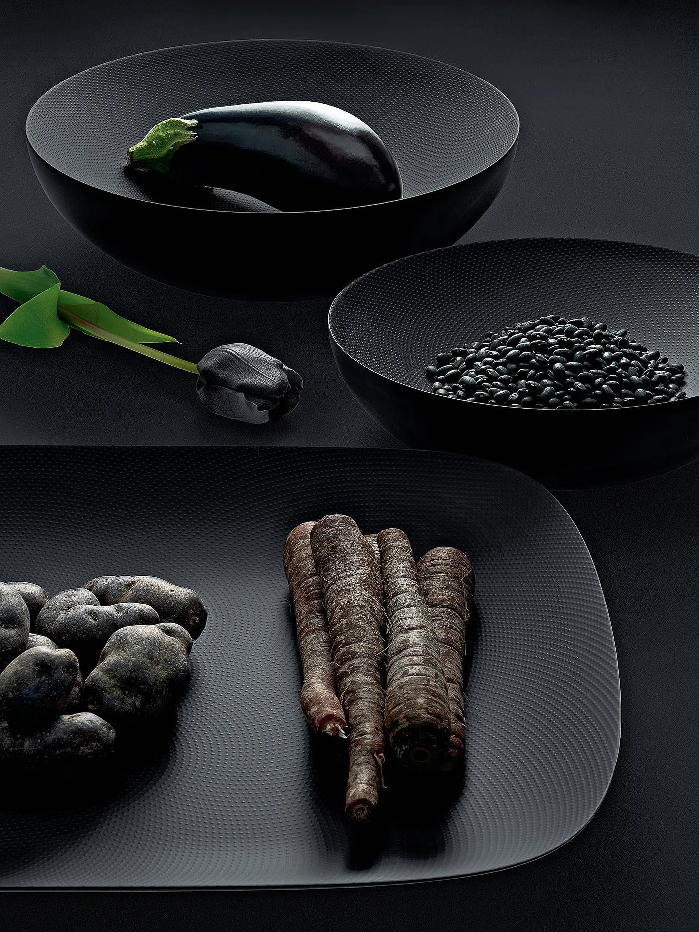 ALESSI | Schale Double Stahl 25cm Schwarz | schwarz