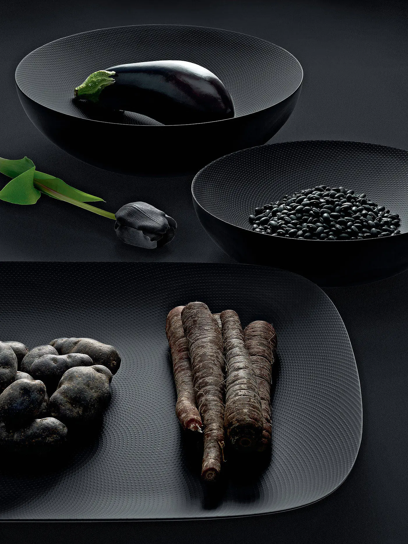 ALESSI | Schale Double Stahl 32cm Schwarz | schwarz