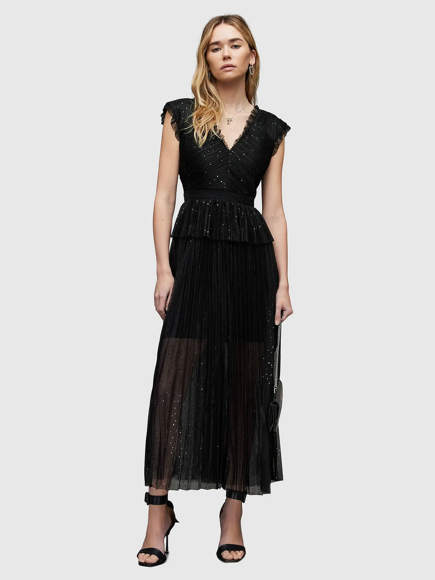 ALLSAINTS | Midikleid INDRA SHIMMER | schwarz