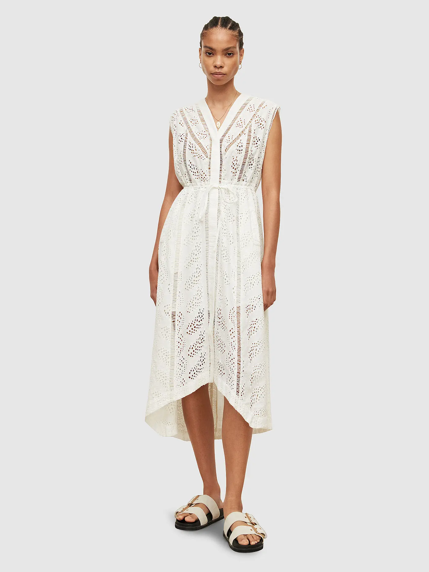 ALLSAINTS | Midikleid TATE BRODERIE | weiss