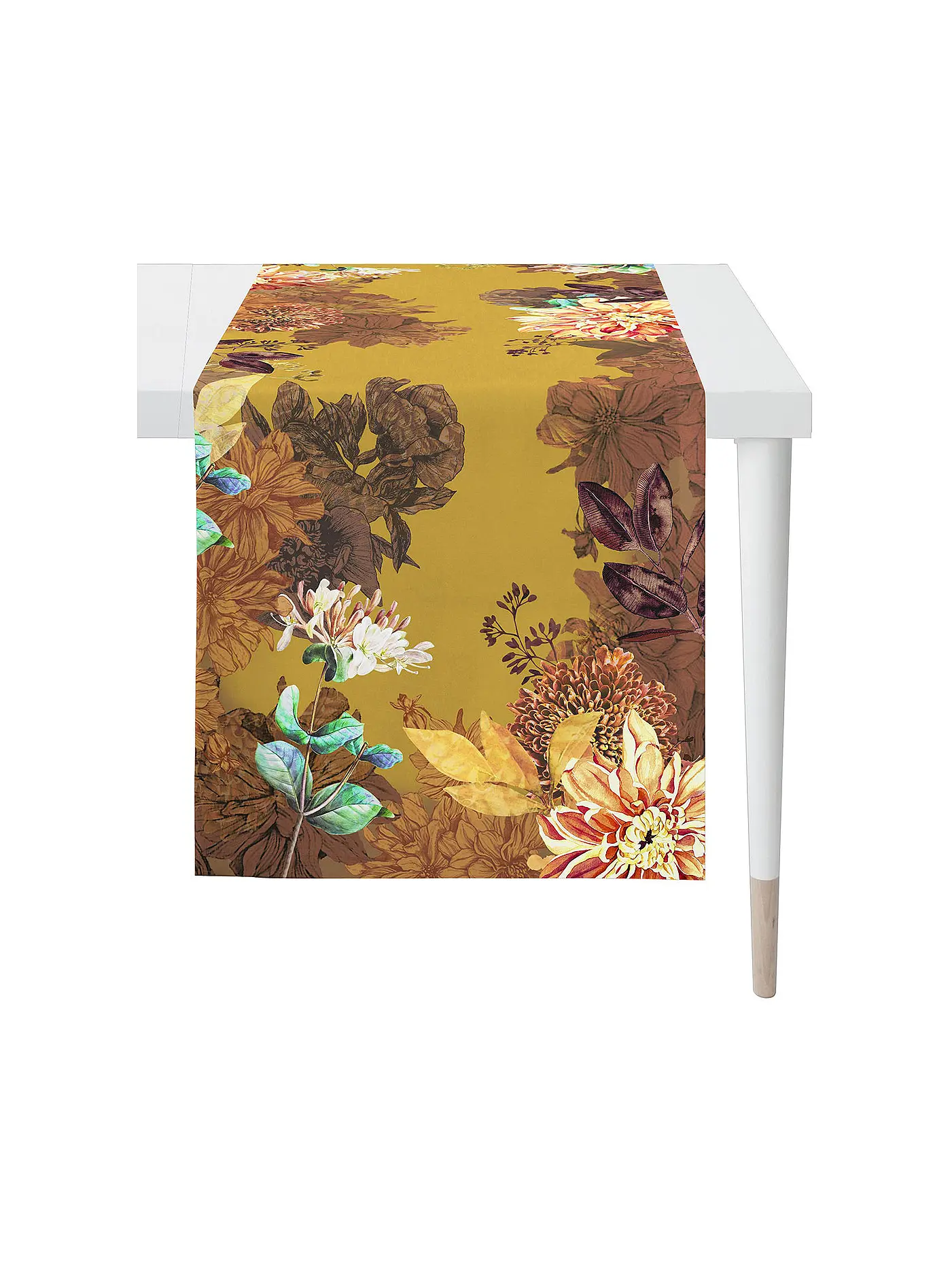 APELT | Läufer HERBSTZEIT 48x140cm Weiss  | gelb