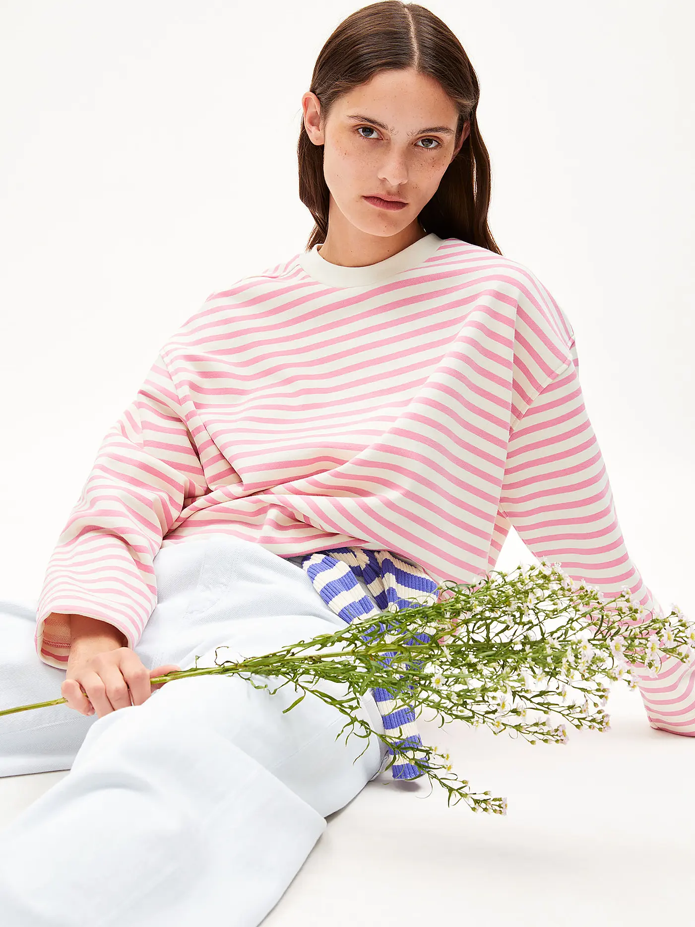 ARMEDANGELS | Sweater Oversized Fit FRANKAA  STRIPES | rosa