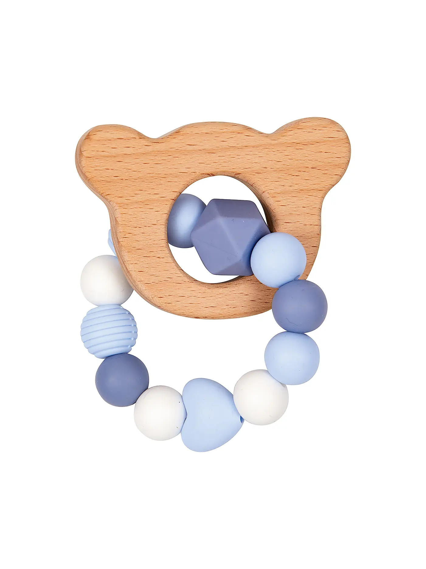 BABY GLÜCK | Beissring Silikon-Holz hellblau  | hellblau