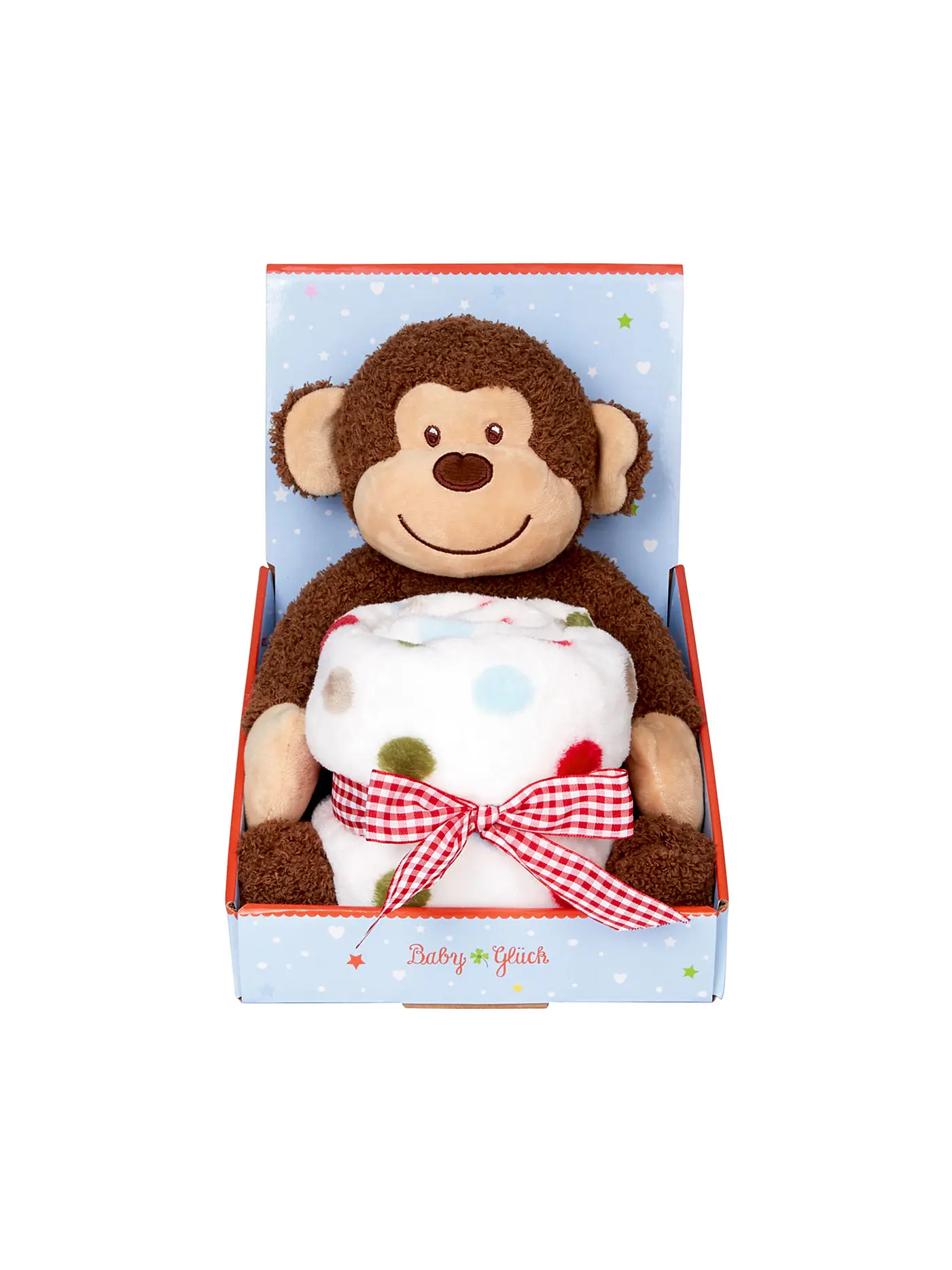 BABY GLÜCK | Geschenkset Plüschaffe und Decke | braun