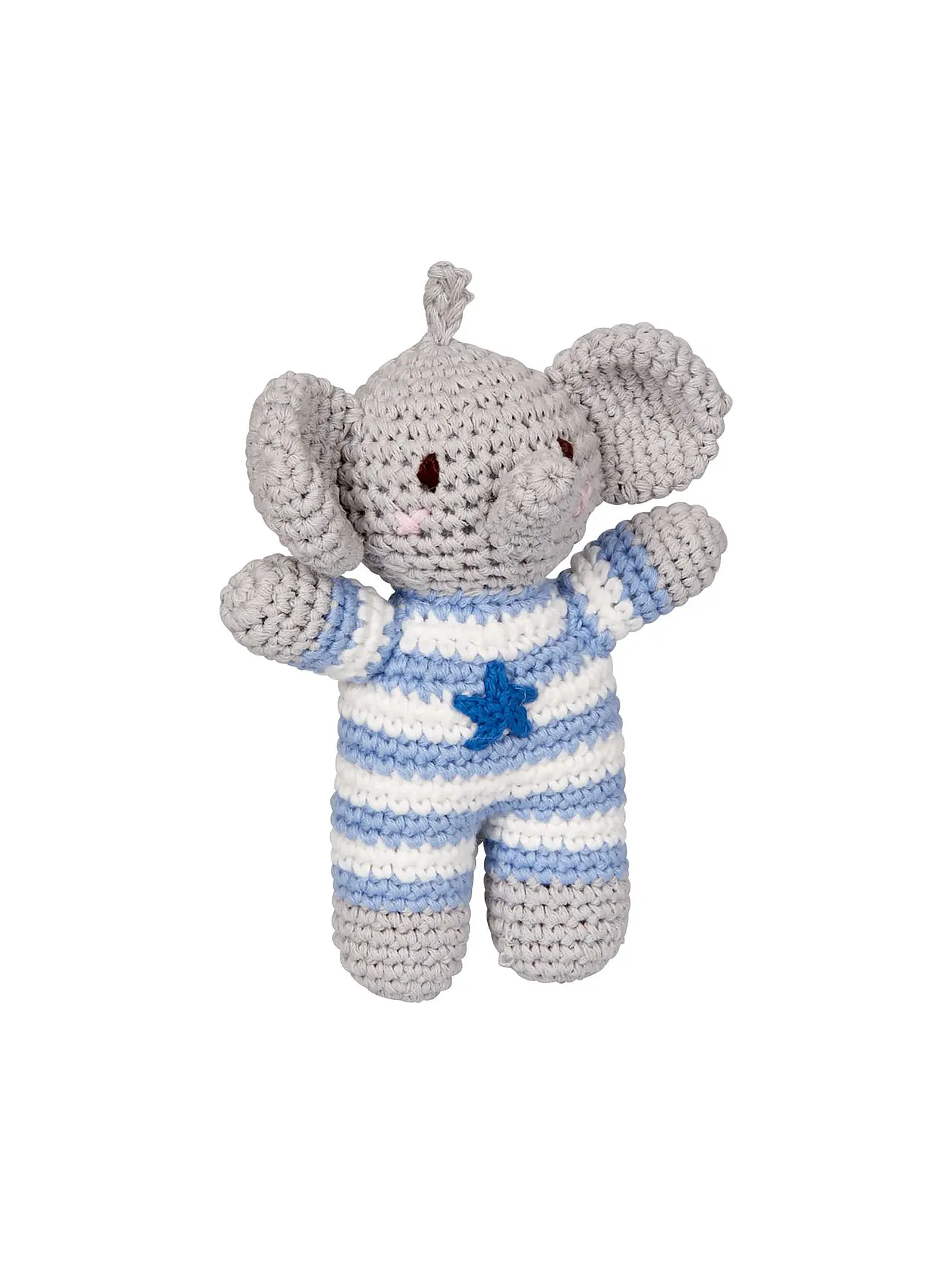 BABY GLÜCK | Häkel-Rassel Elefant Hellblau  | hellblau