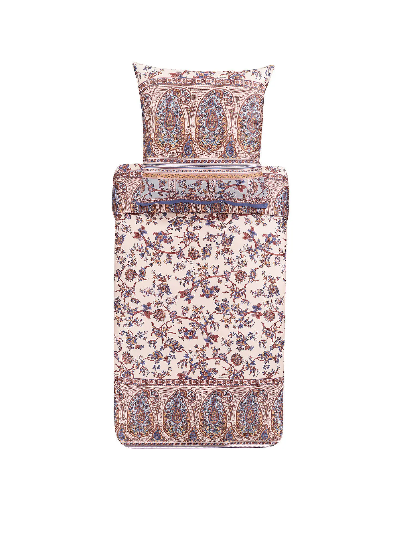 BASSETTI | Satin Bettwäsche GENOVEVA 70x90cm/140x200cm hellgruen | rosa