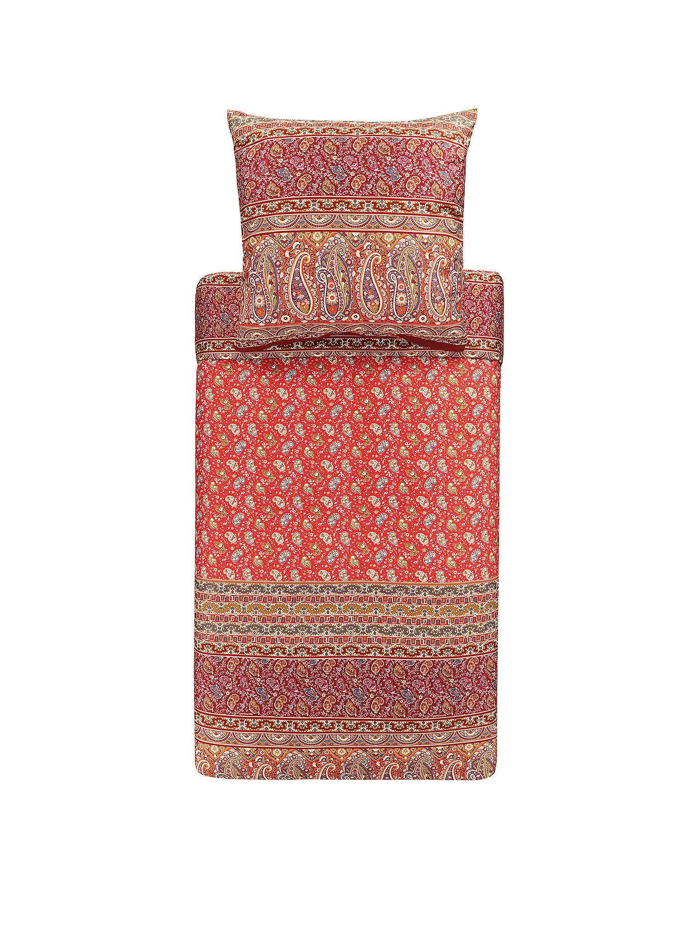 BASSETTI | Satin Bettwäsche IMPERIA 70x90cm/140x200cm beige | rot