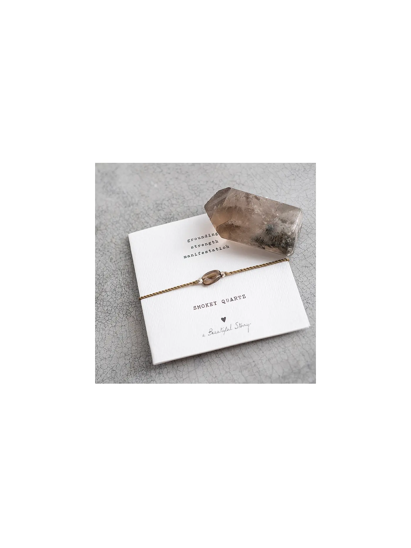 BEAUTIFUL STORY | Edelsteinkarte - Armband Rauchquarz | beige