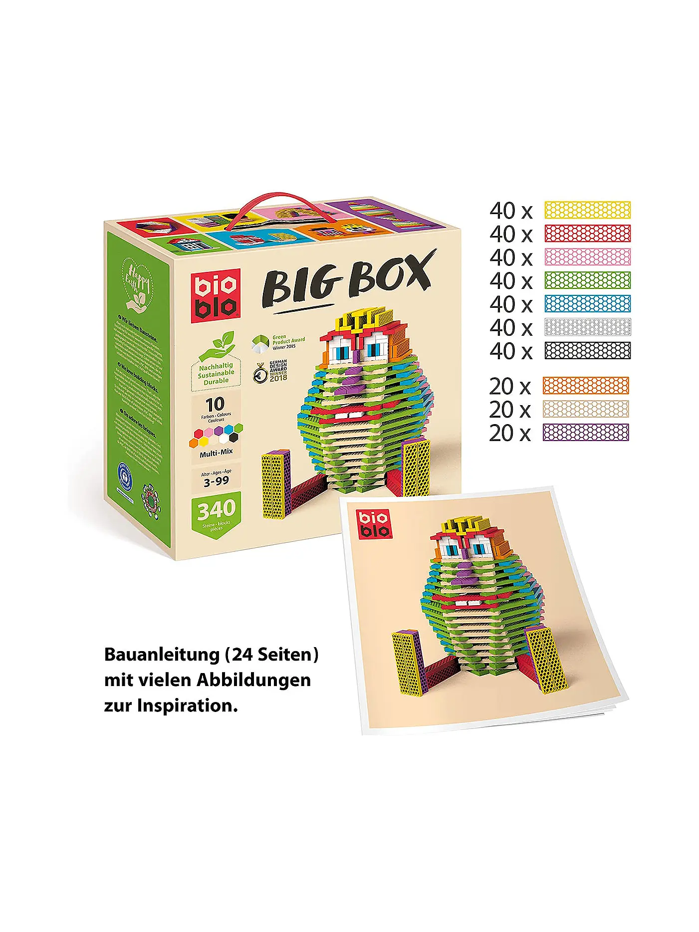 Bioblo | Big Box Multi-Mix mit 340 Bausteinen | keine Farbe