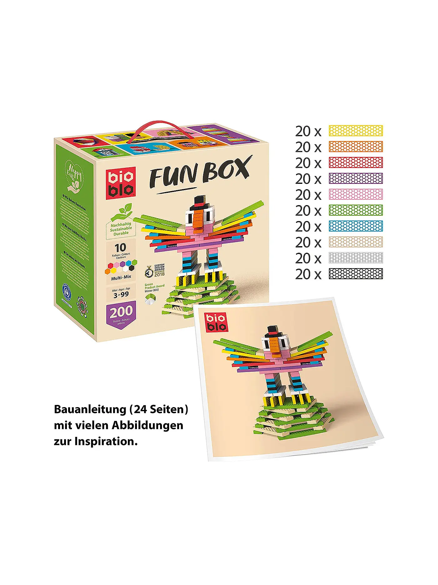 Bioblo | Fun Box Multi-Mix mit 200 Bausteinen | keine Farbe