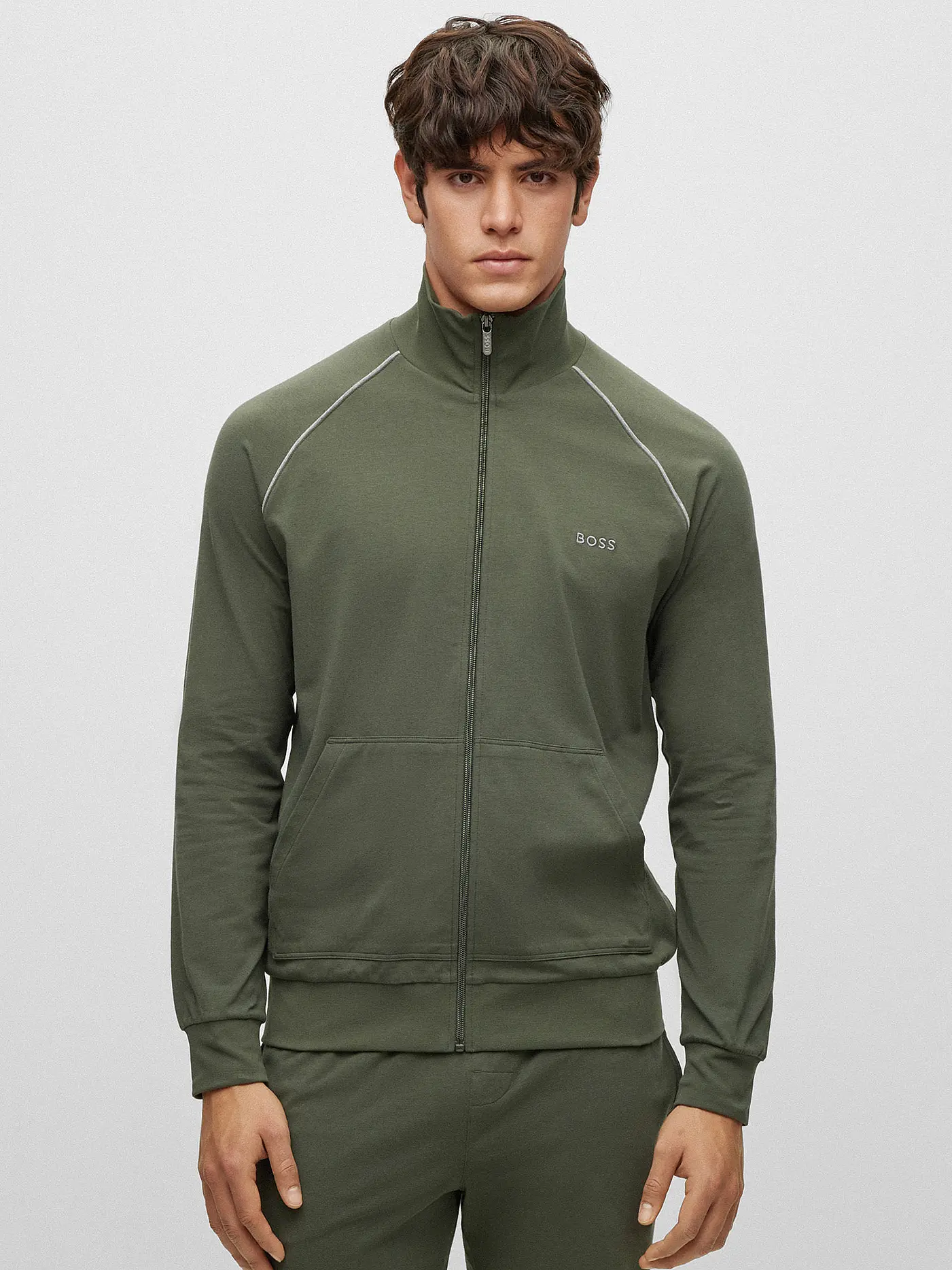BOSS | Loungewear Jacke | dunkelgrün