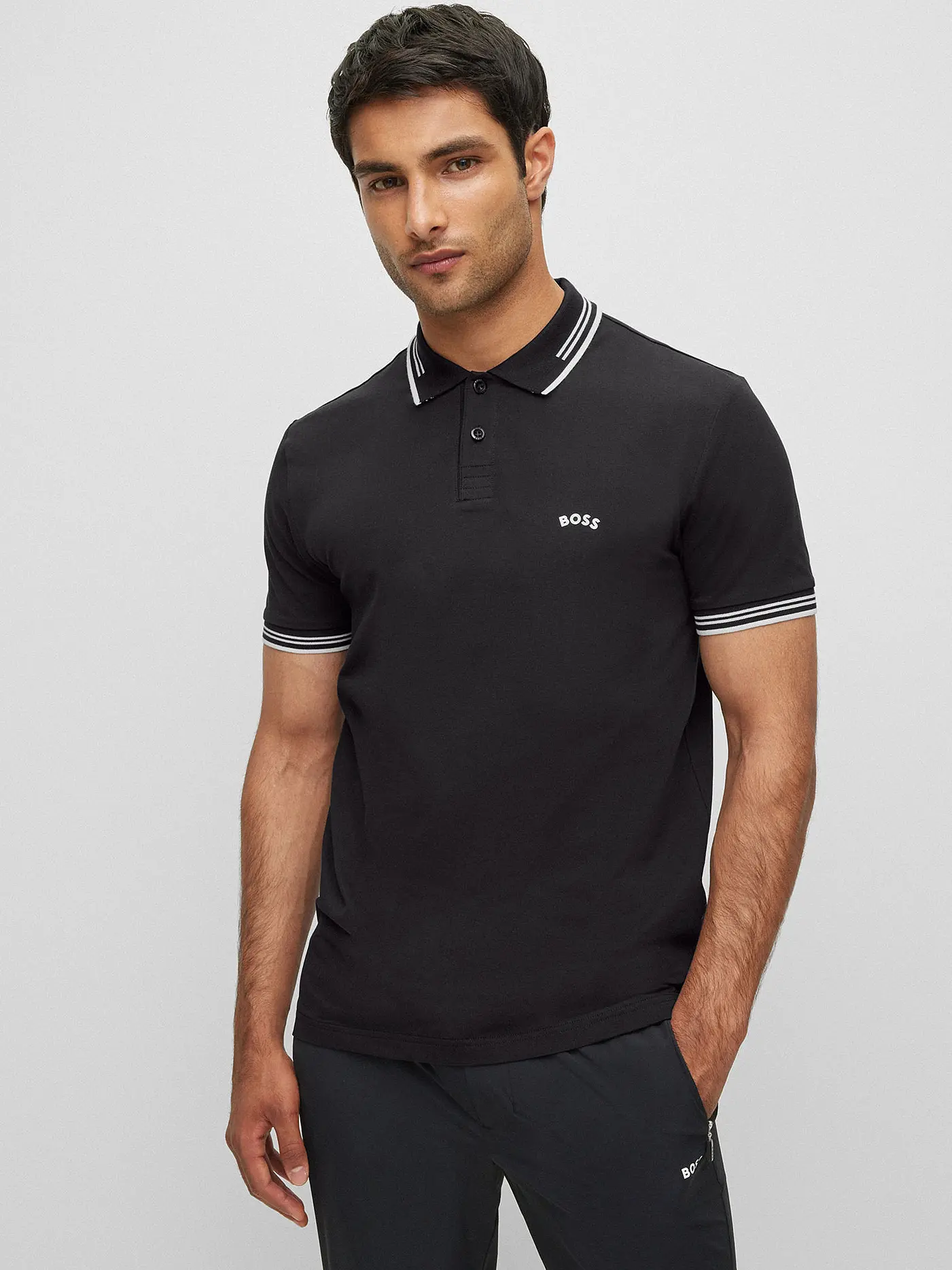 BOSS | Poloshirt Slim Fit PAUL CURVED | schwarz
