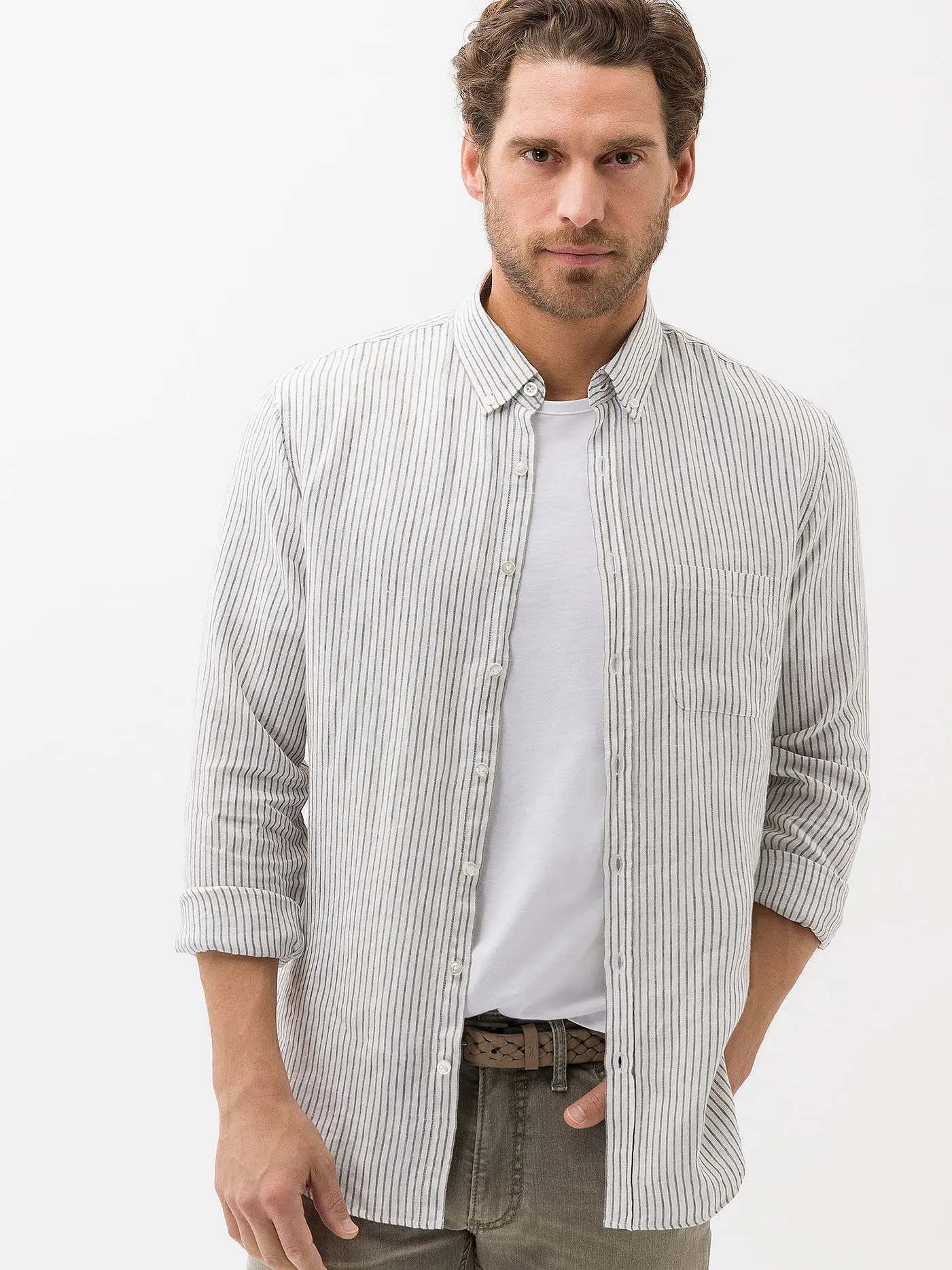 BRAX | Leinenhemd Modern Fit DANIEL S | weiss