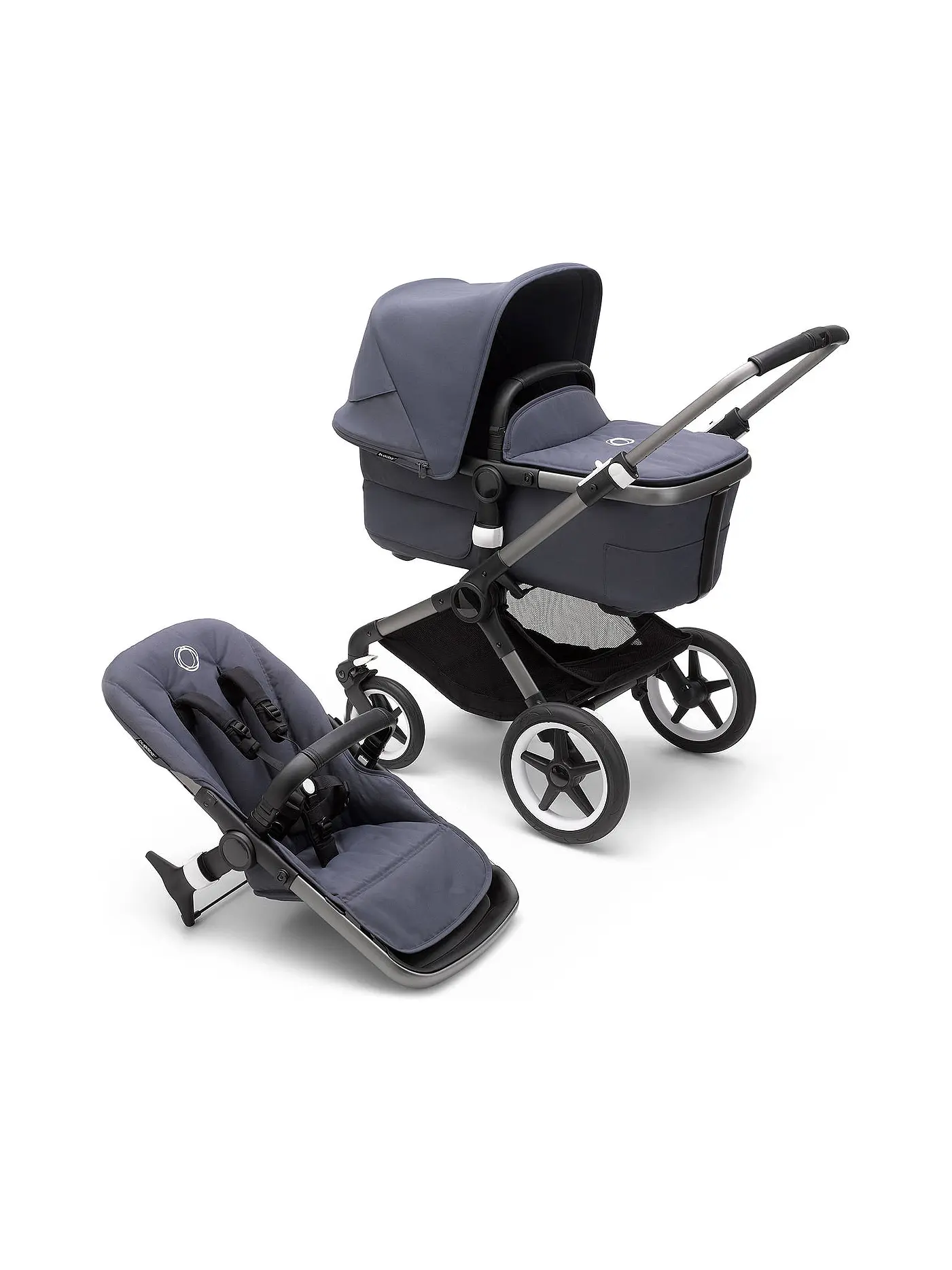 BUGABOO | Kombikinderwagen Fox3 Komplett Set Schwarz / Schwarz | blau