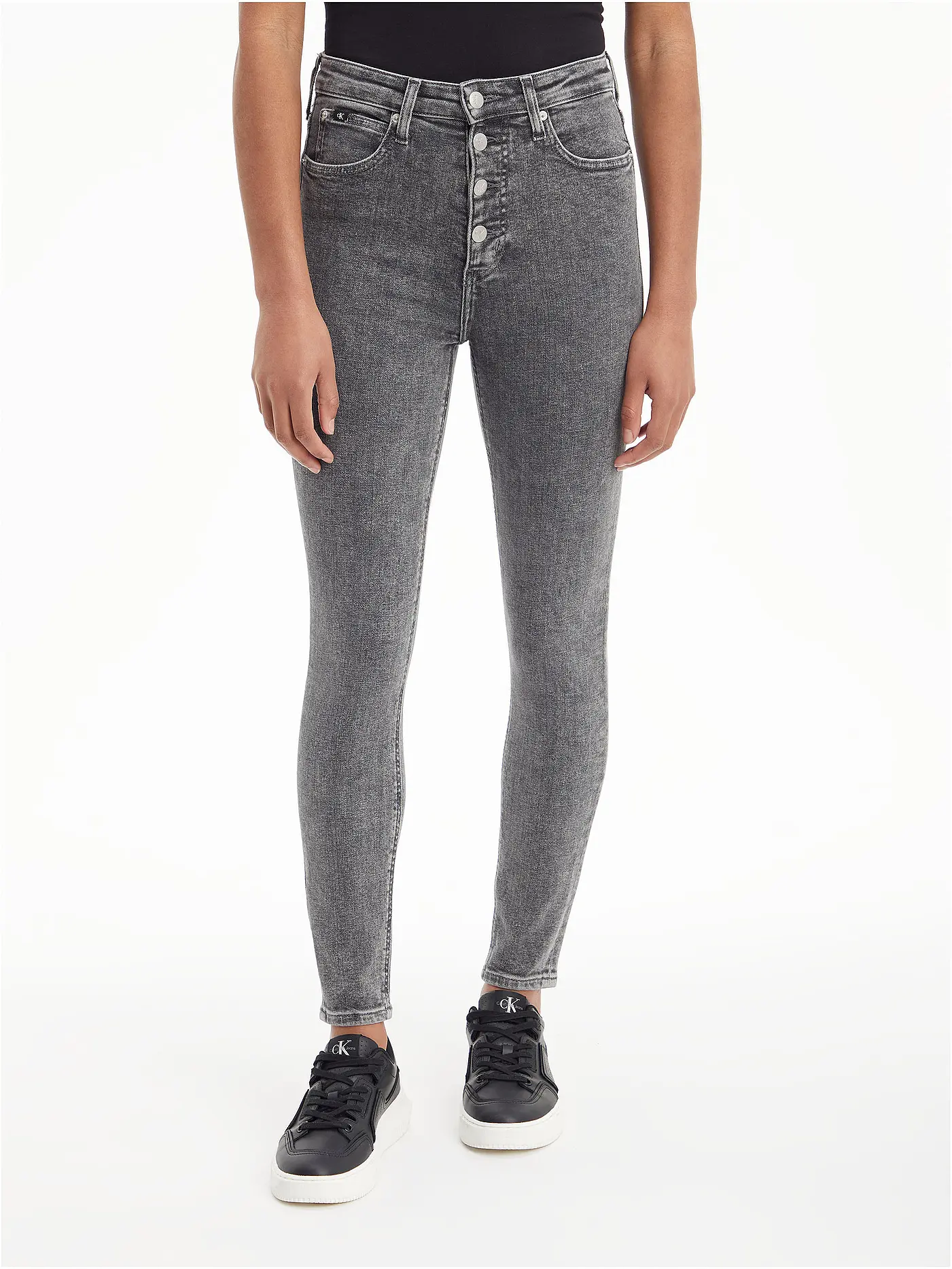 CALVIN KLEIN JEANS | Highwaist Jeans 7/8 Skinny Fit | grau