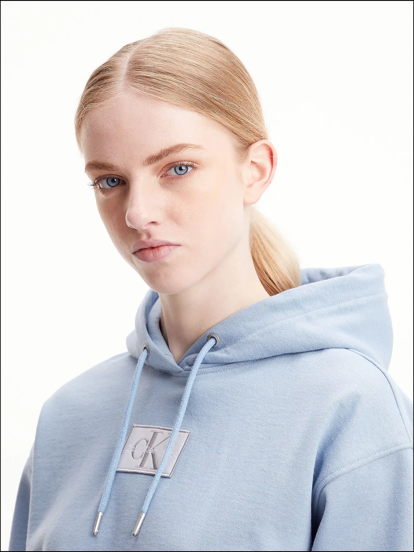 CALVIN KLEIN JEANS | Kapuzensweater - Hoodie Cropped Fit | hellblau