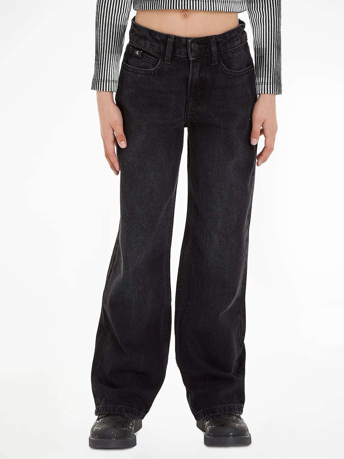 CALVIN KLEIN JEANS | Mädchen Jeans Wide Leg  | schwarz