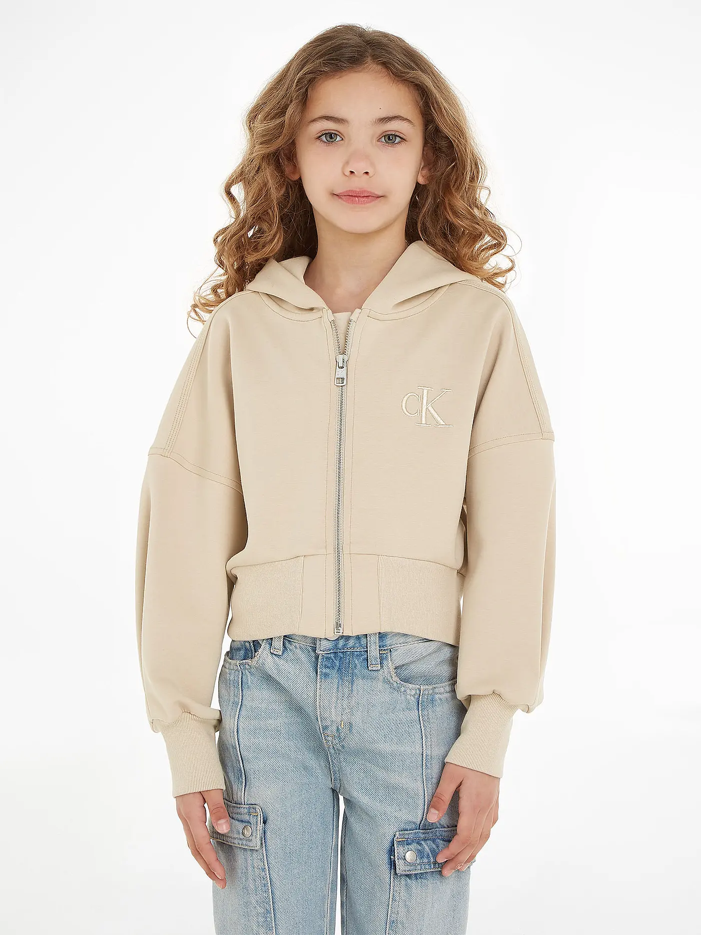CALVIN KLEIN JEANS | Mädchen Sweatjacke  | beige