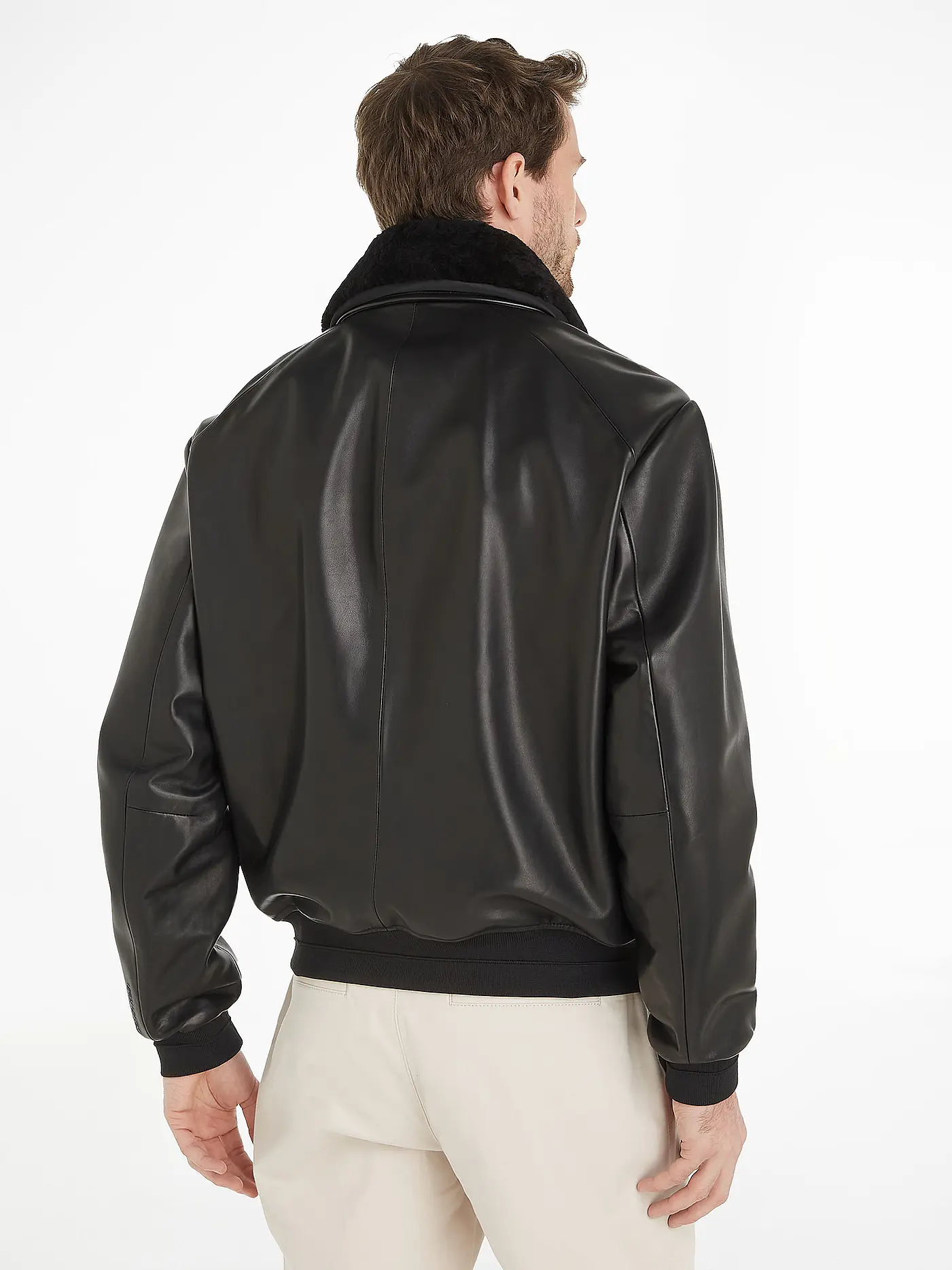 CALVIN KLEIN | Lederjacke  | schwarz