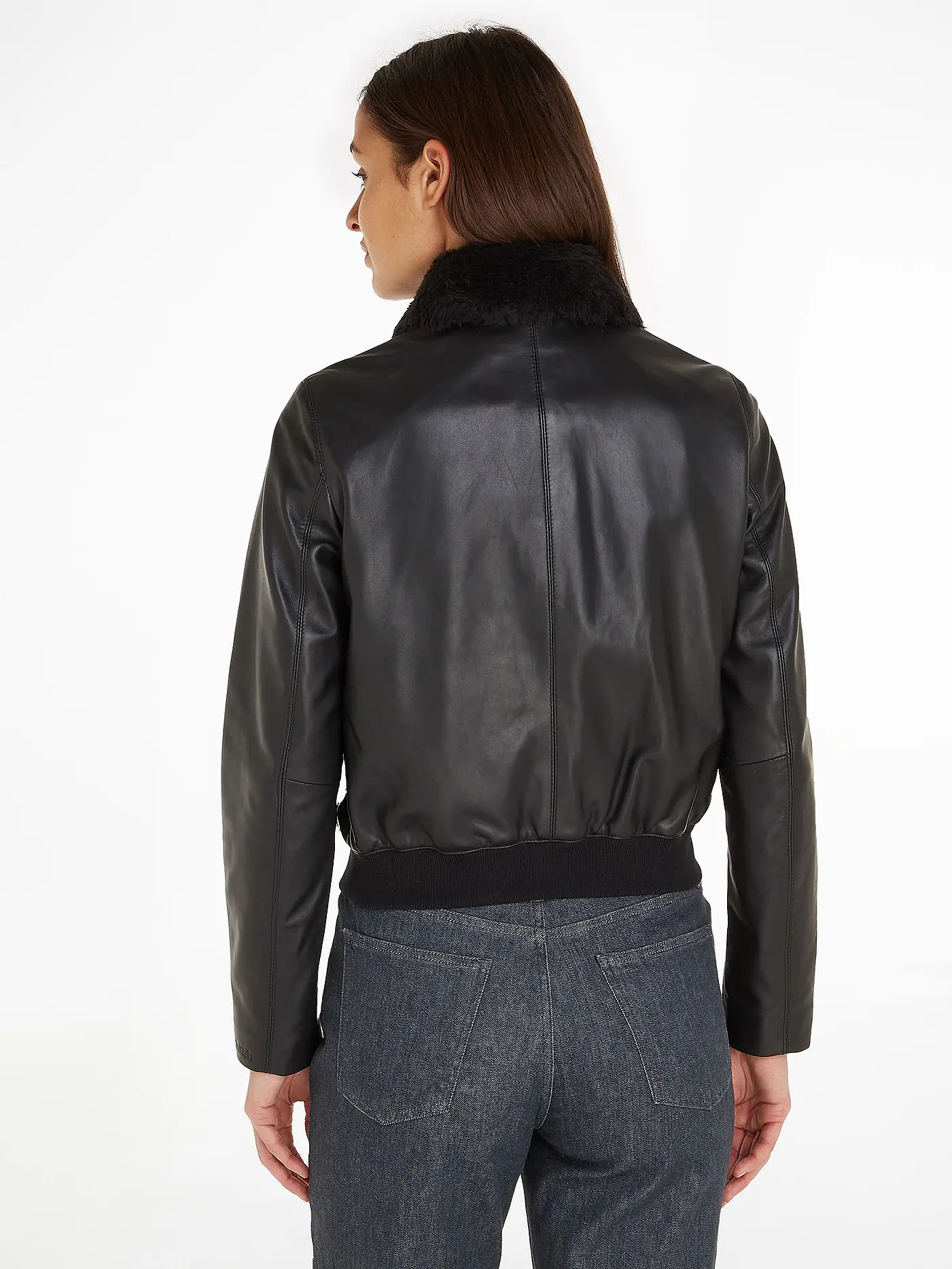 CALVIN KLEIN | Lederjacke  | schwarz