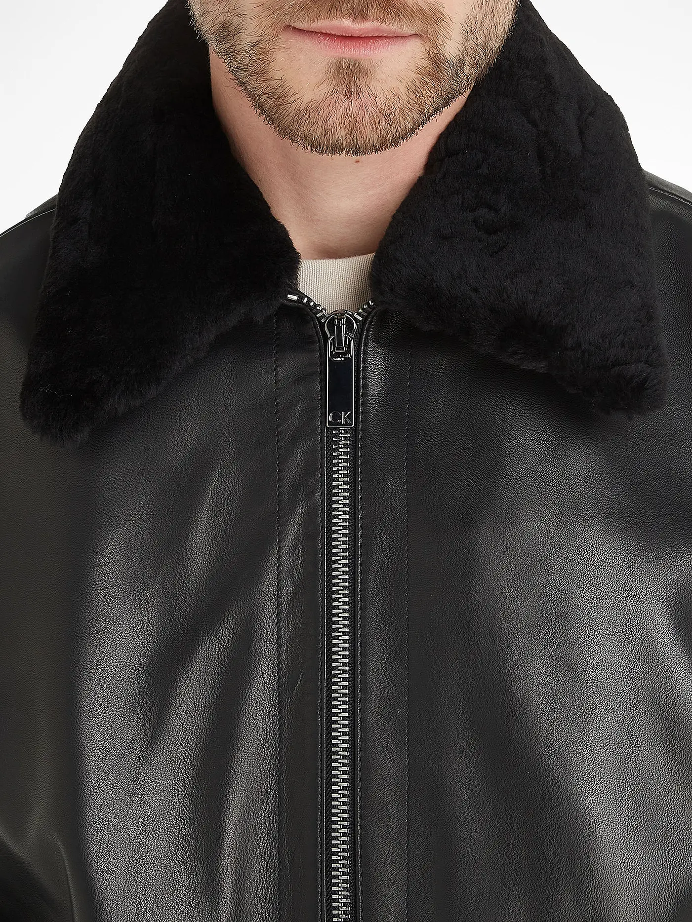 CALVIN KLEIN | Lederjacke  | schwarz