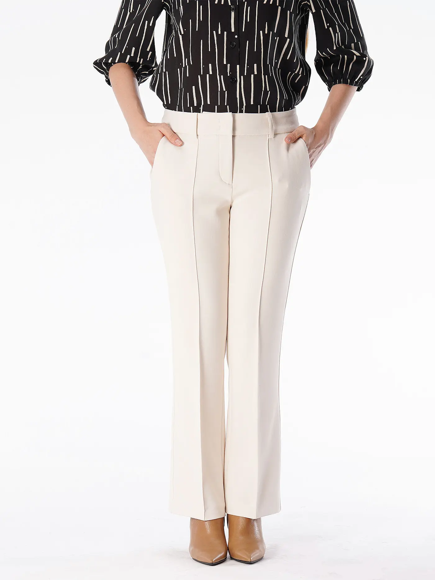 CAMBIO | Hose Flared Fit FAHRA | creme