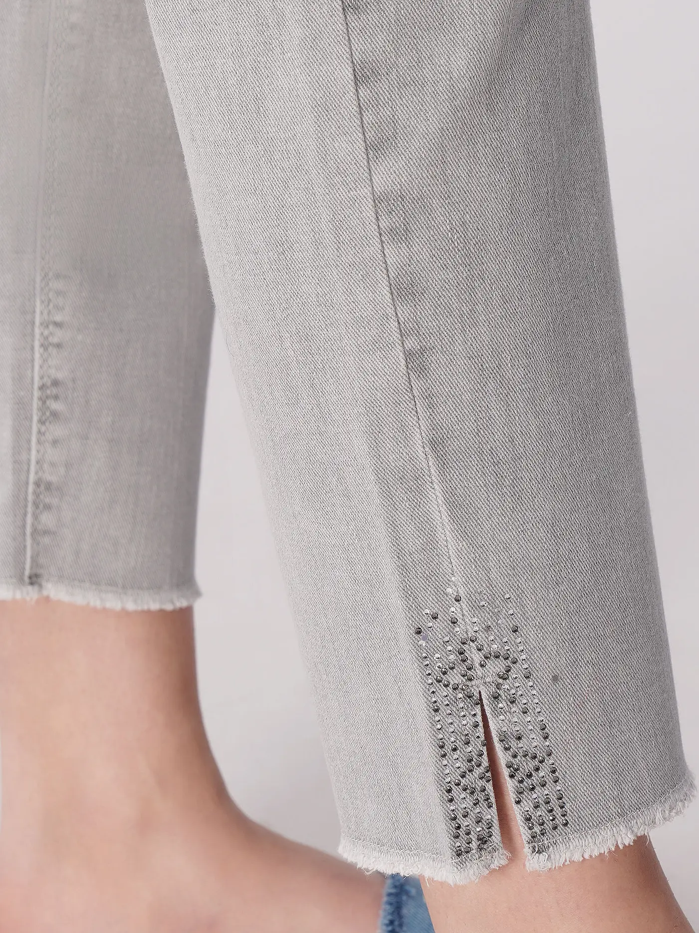 CAMBIO | Jeans Slim Fit 7/8 PIPER SHORT SWAROVSKI | grau