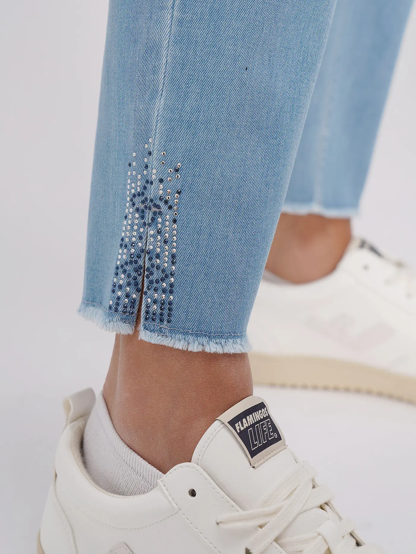 CAMBIO | Jeans Slim Fit 7/8 PIPER SHORT SWAROVSKI | hellblau