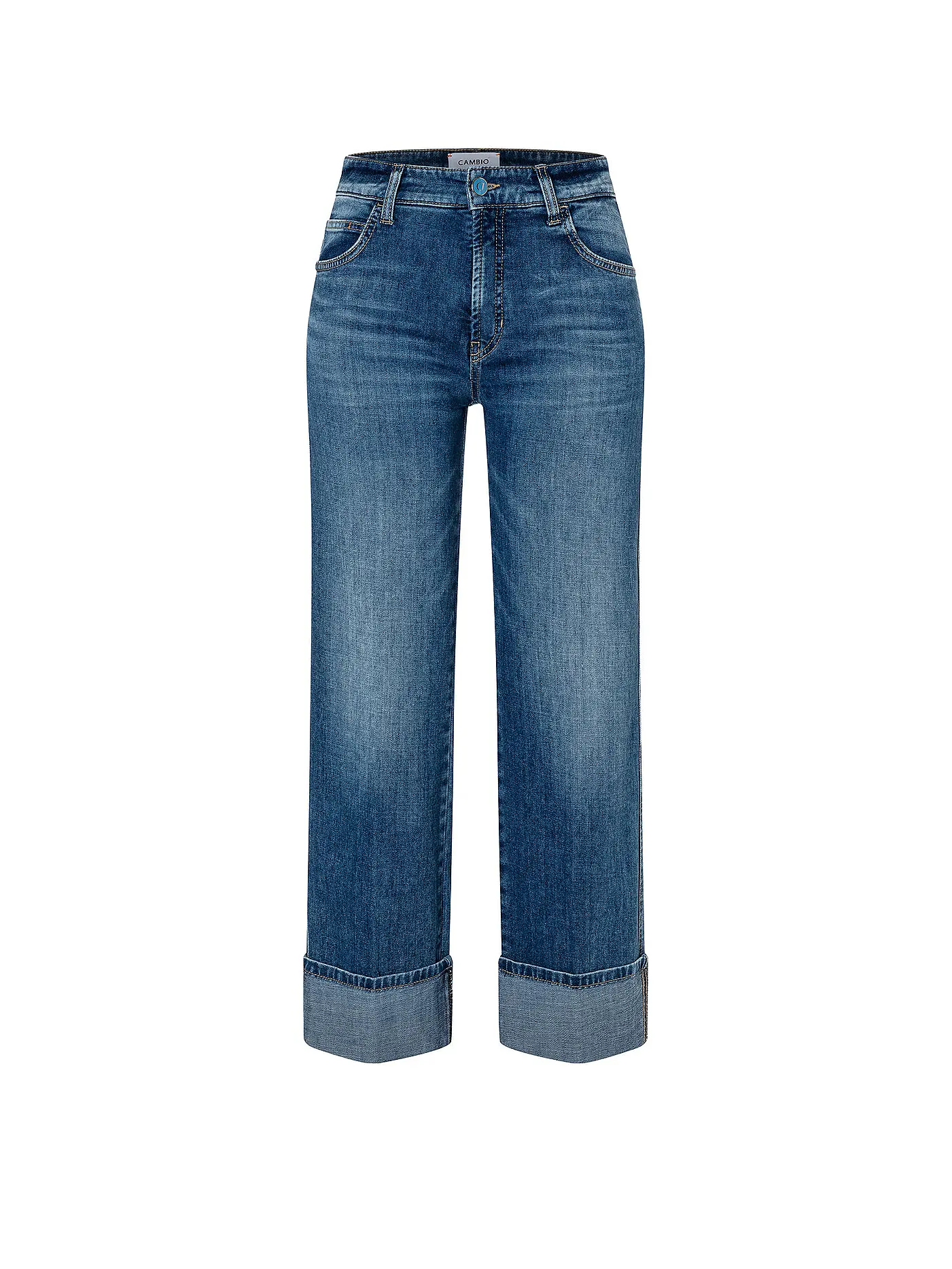 CAMBIO | Jeans wide leg Celia Rool Up | blau