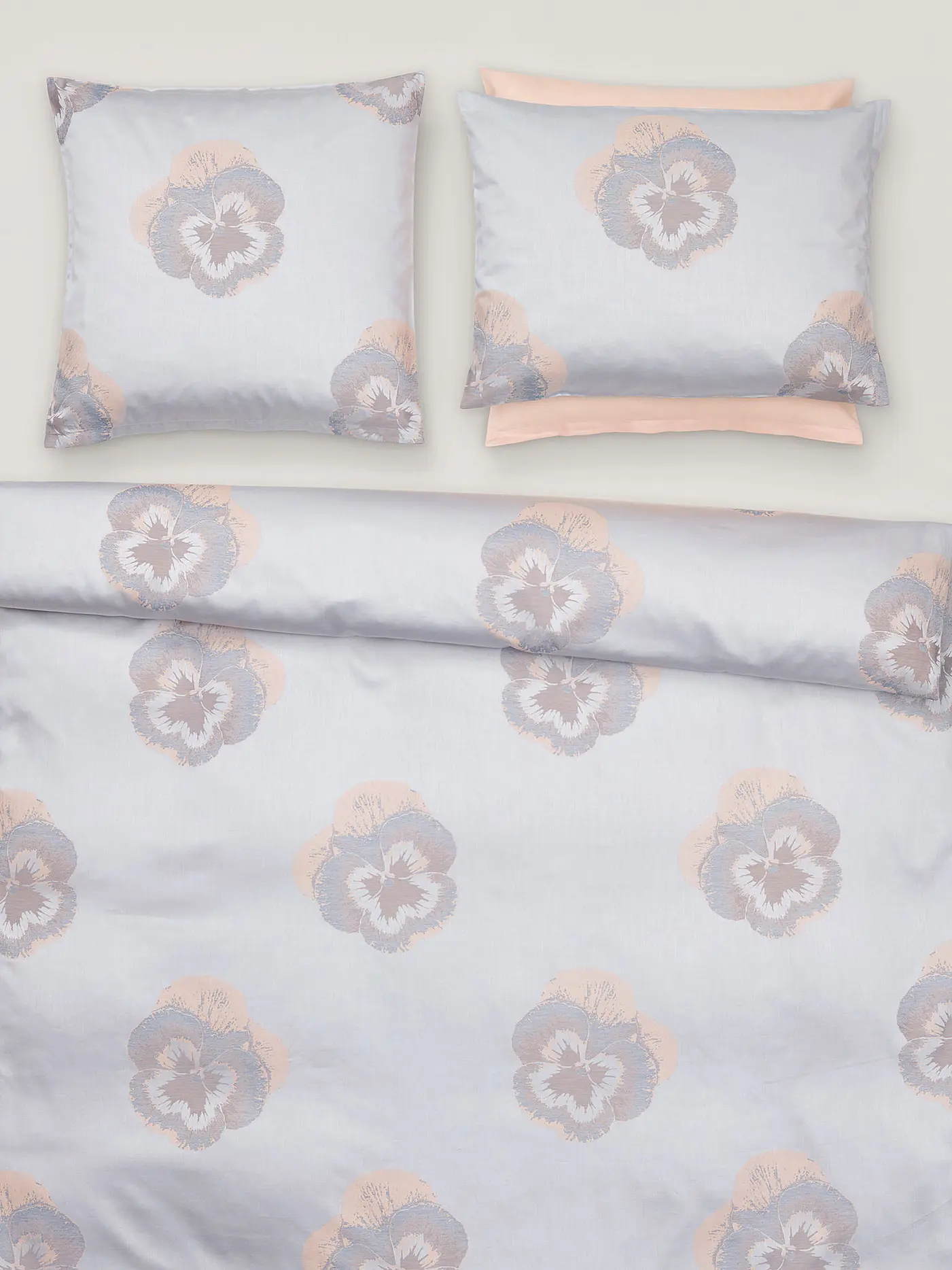 CHRISTIAN FISCHBACHER | Jacquard Deckenbezug Pansy 140x200cm Silber/Rose | silber