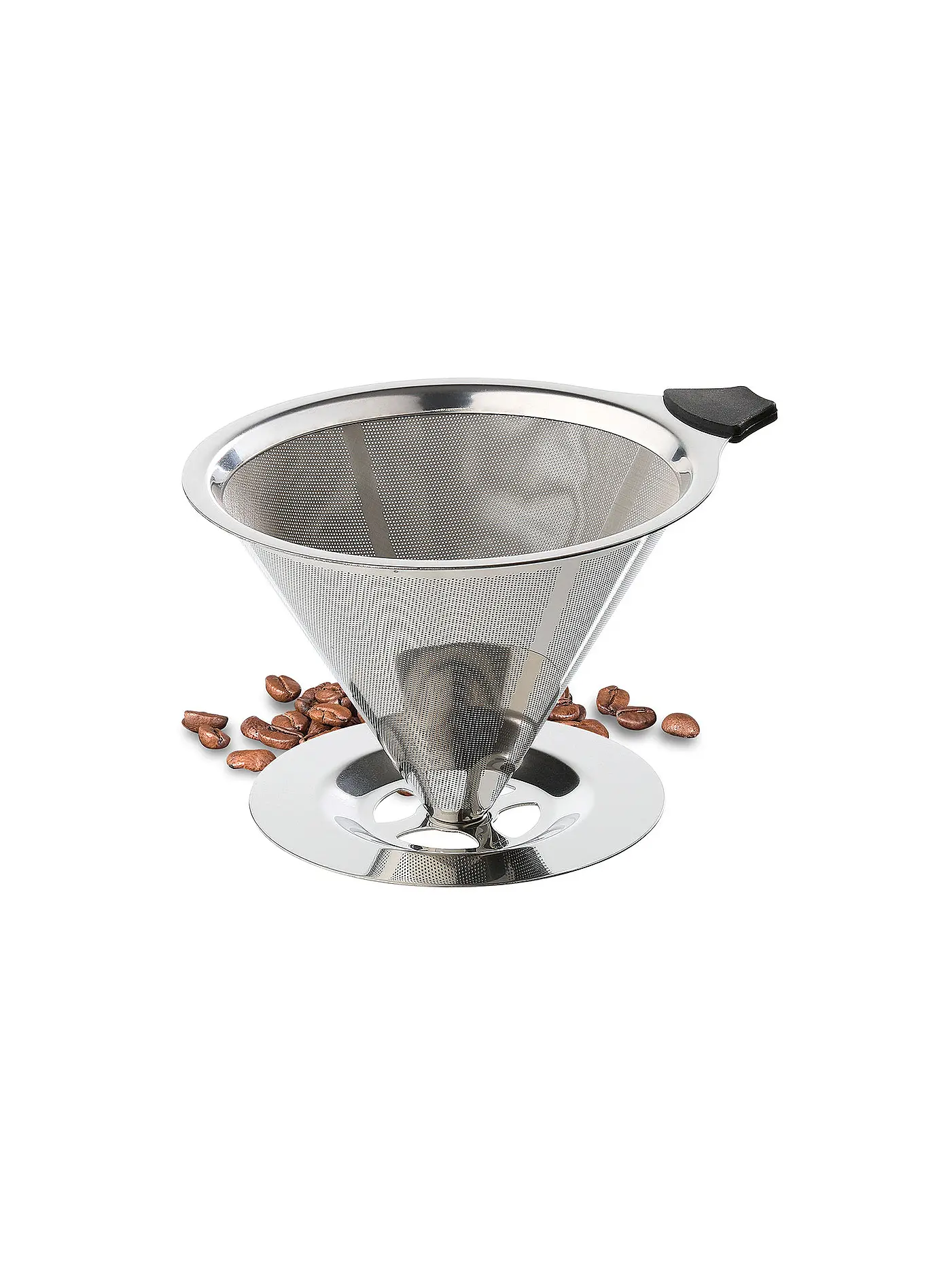 CILIO | Dauerfilter für Kaffee mit Standfuß EDELSTAHL Gr.4 | silber