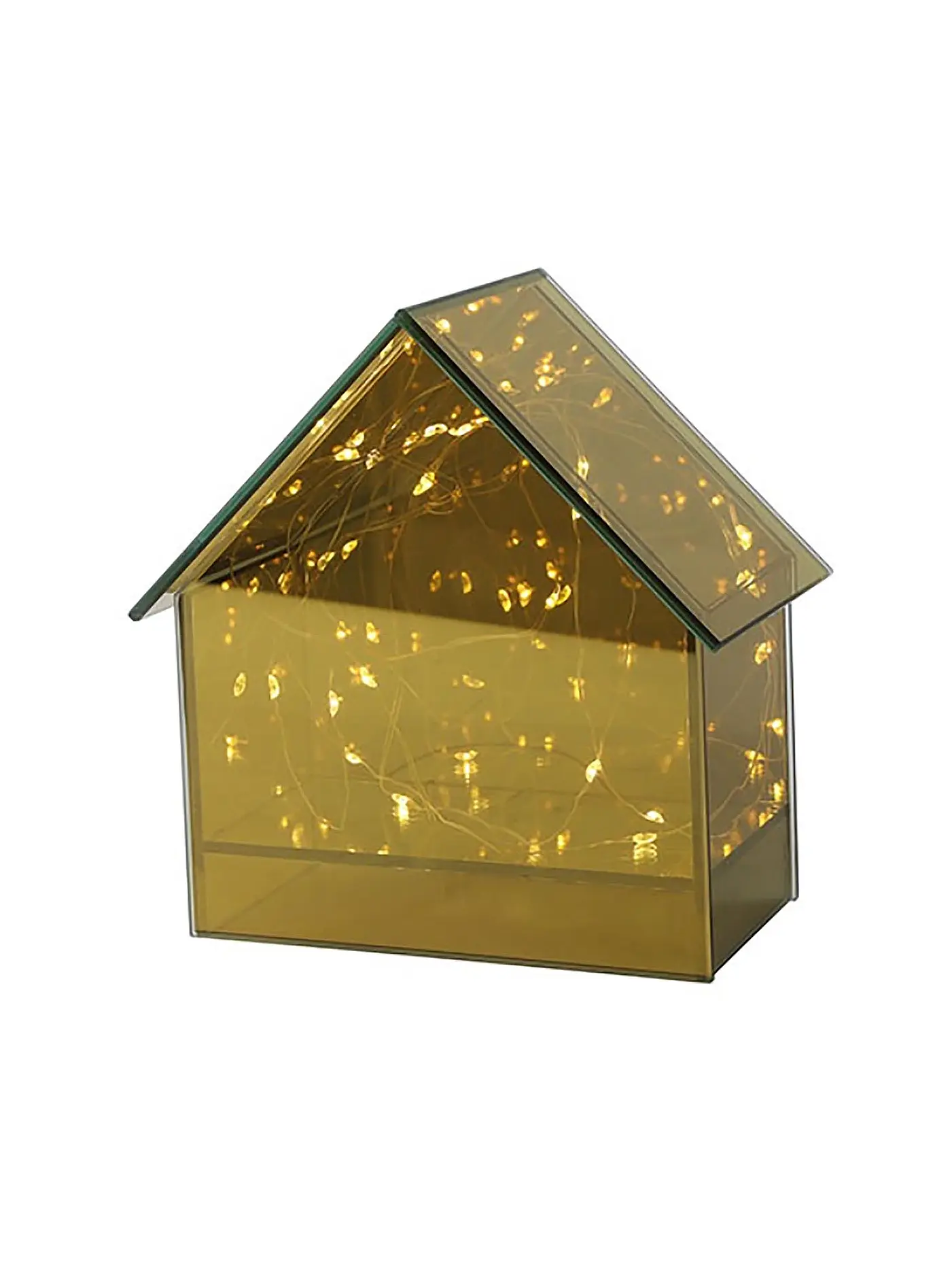 COUNTRYFIELD | Spiegelbox Haus ELITE M LED-Timer 17x10x17cm Gold | gold