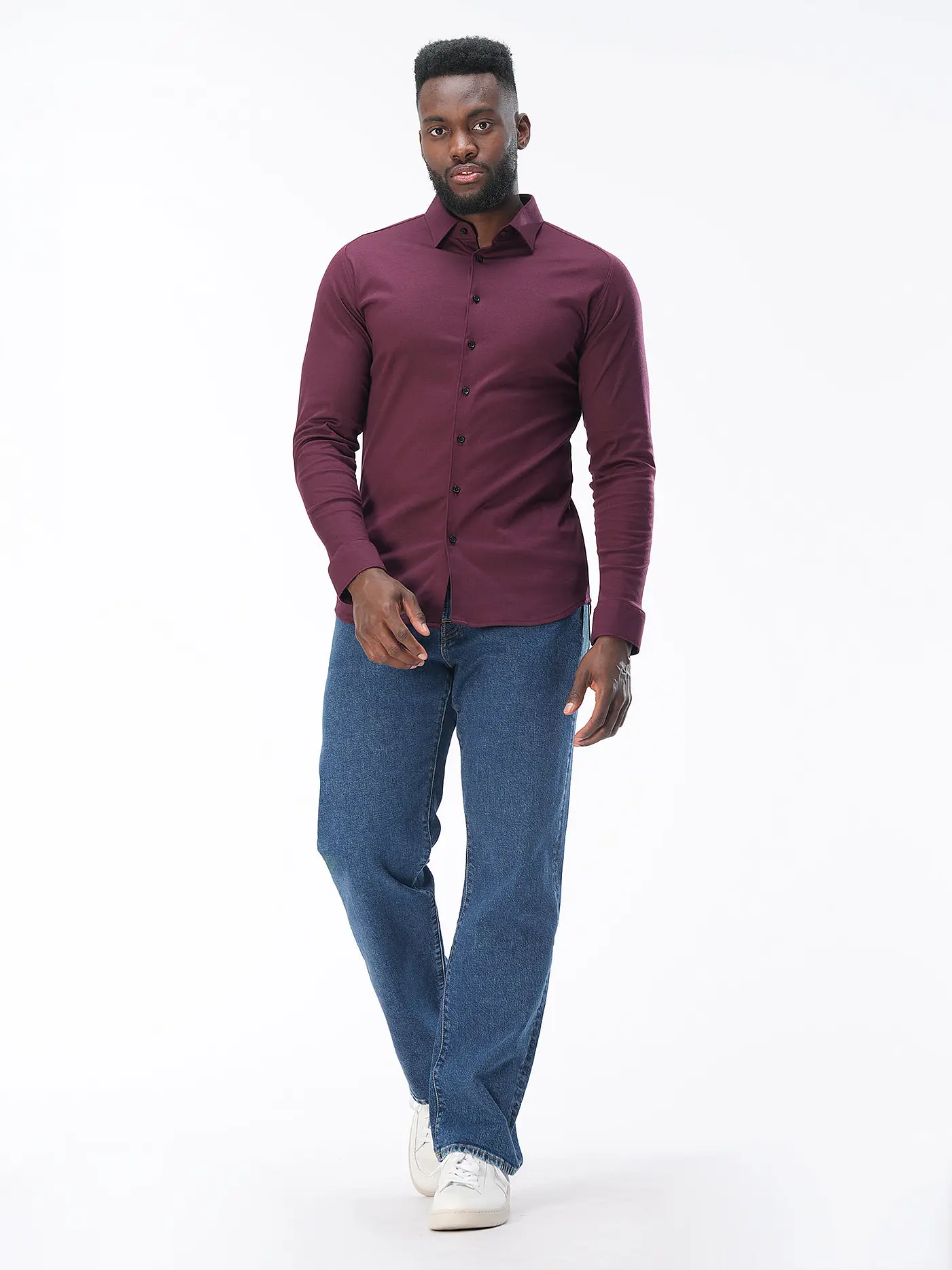 DESOTO | Jerseyhemd Slim Fit | dunkelrot