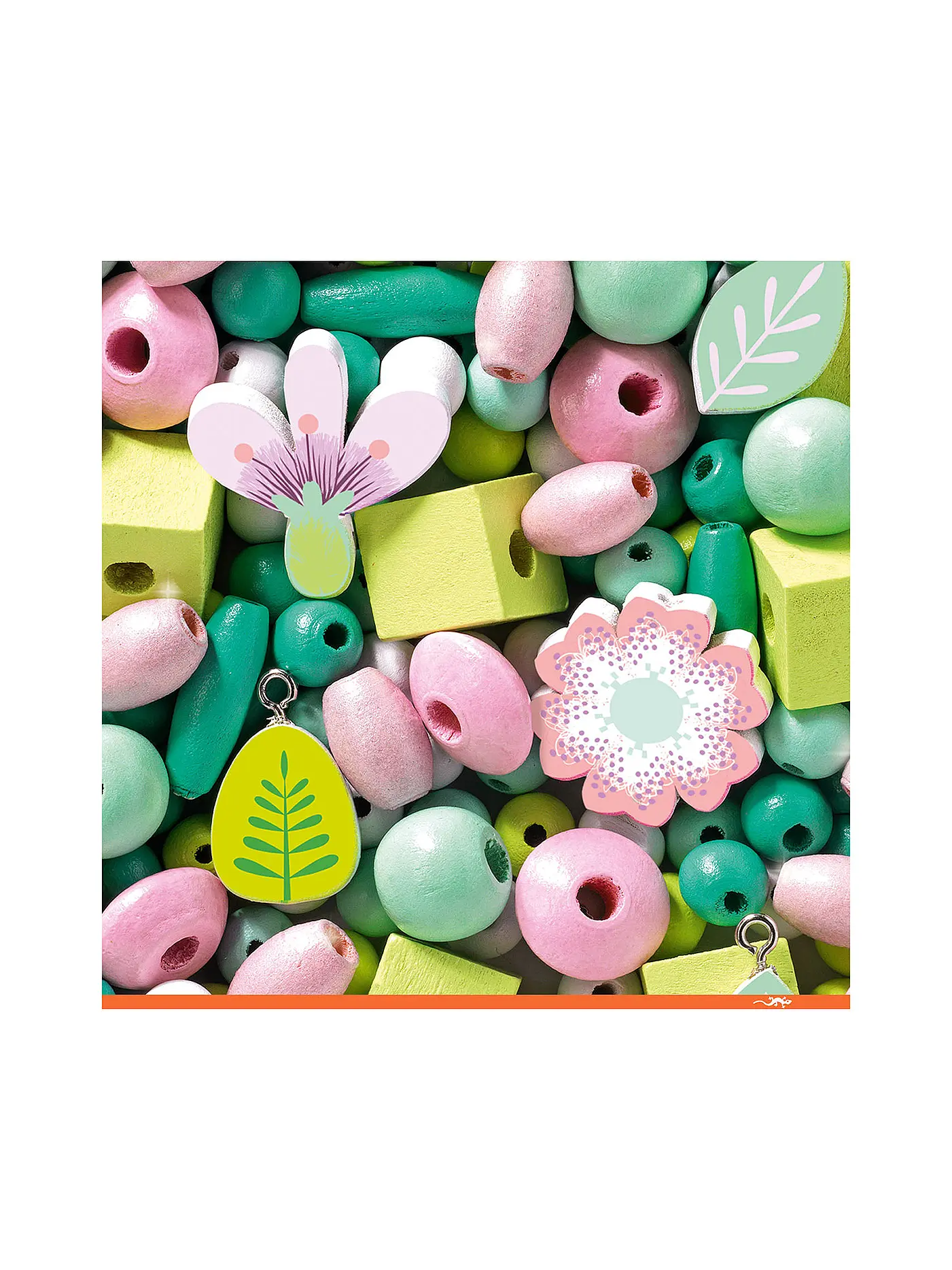 DJECO | Holzperlen Blätter und Blumen | keine Farbe
