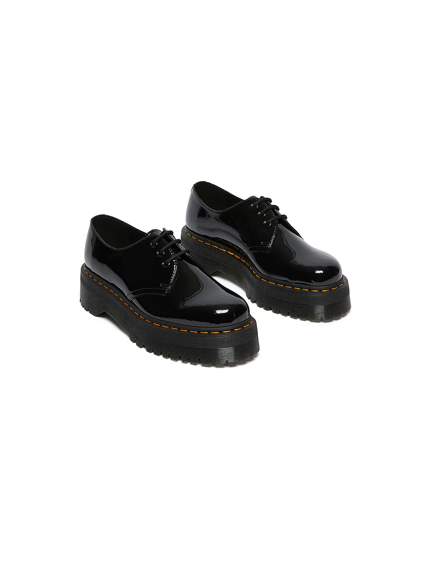 DR. MARTENS | Lack Plateau Schnürer 1461 Quad | schwarz