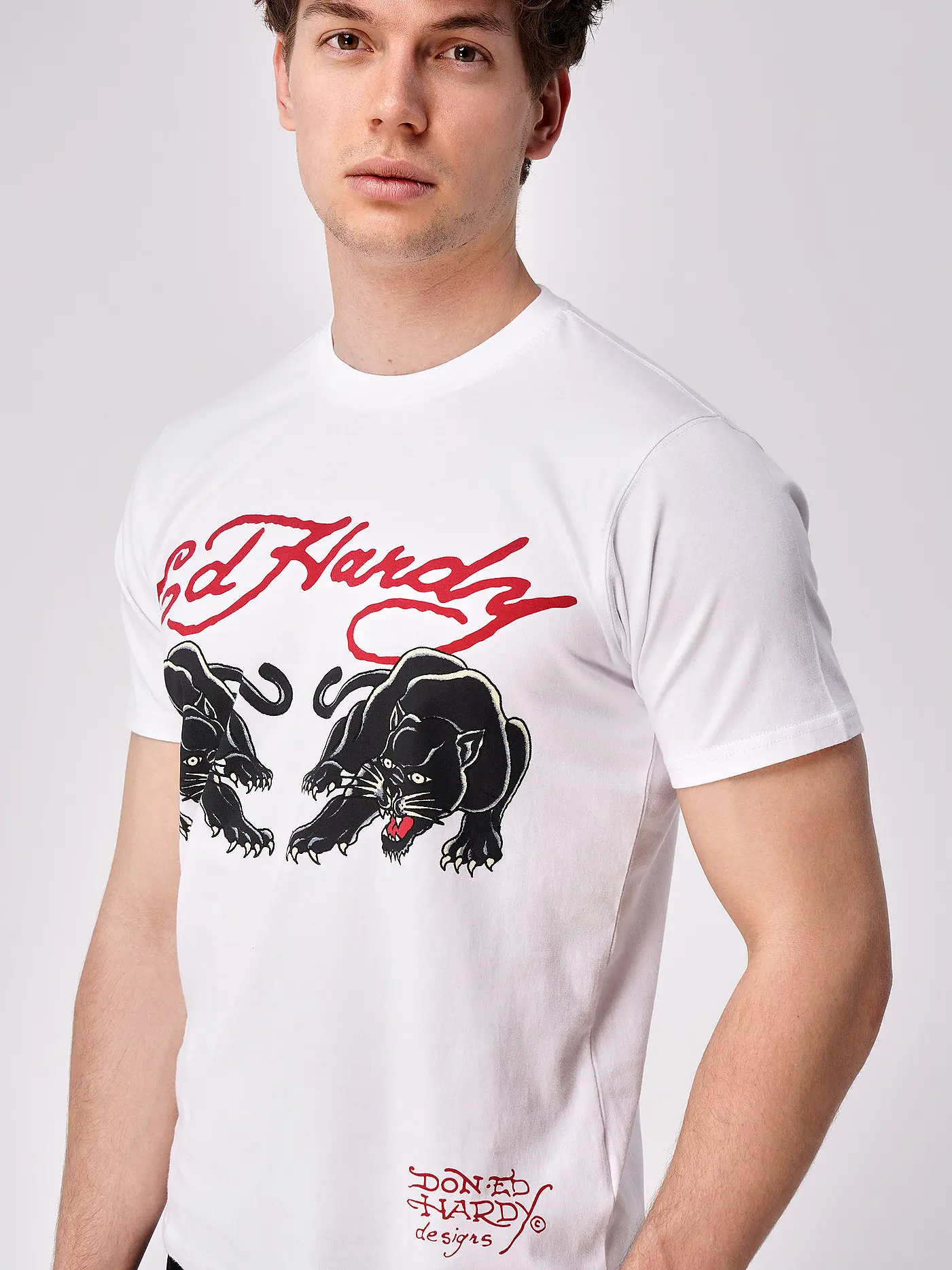 ED HARDY | T-Shirt DOUBLE PANTHER | weiss