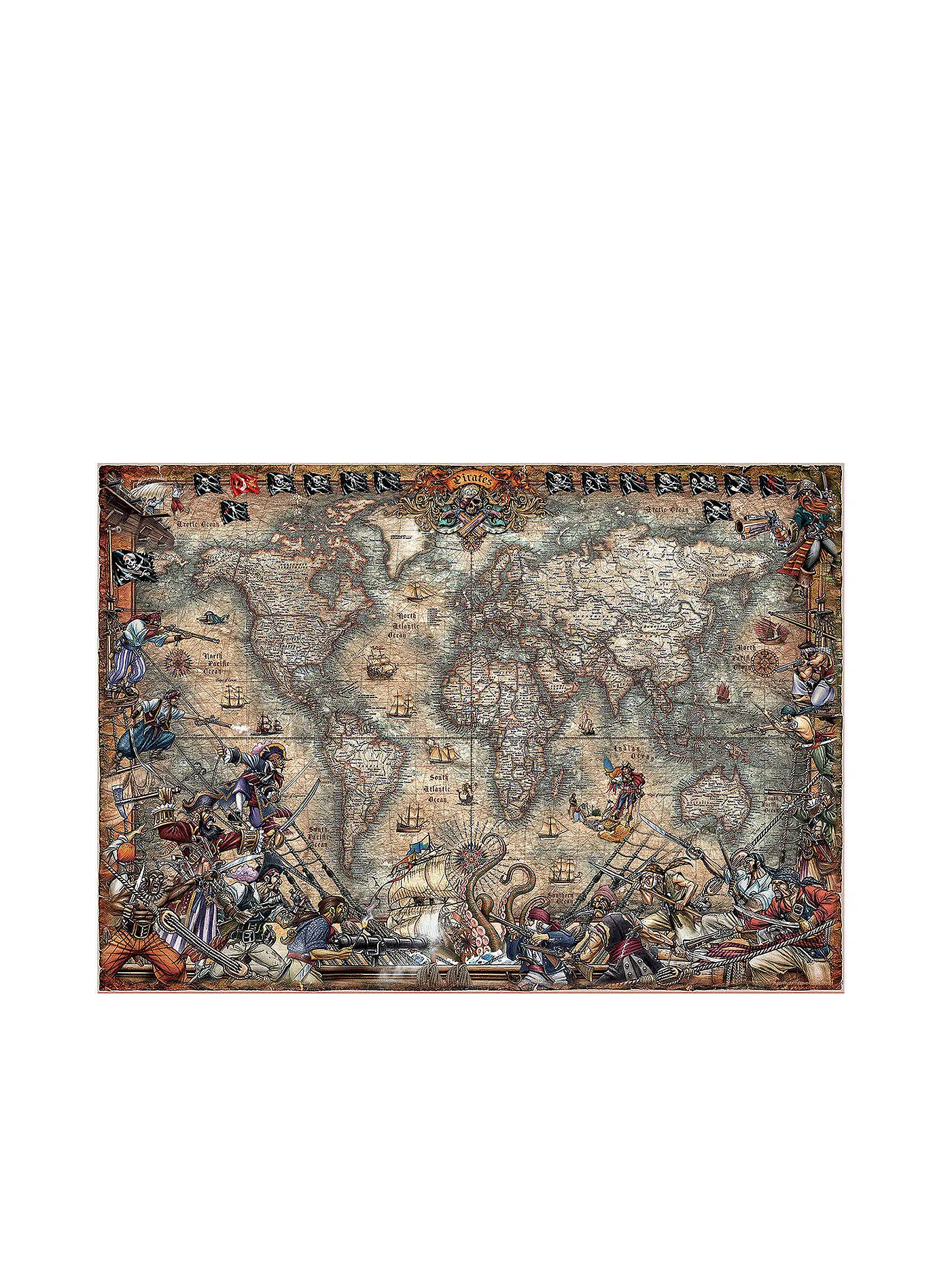 EDUCA | Piraten Weltkarte 2000 Teile Puzzle | keine Farbe