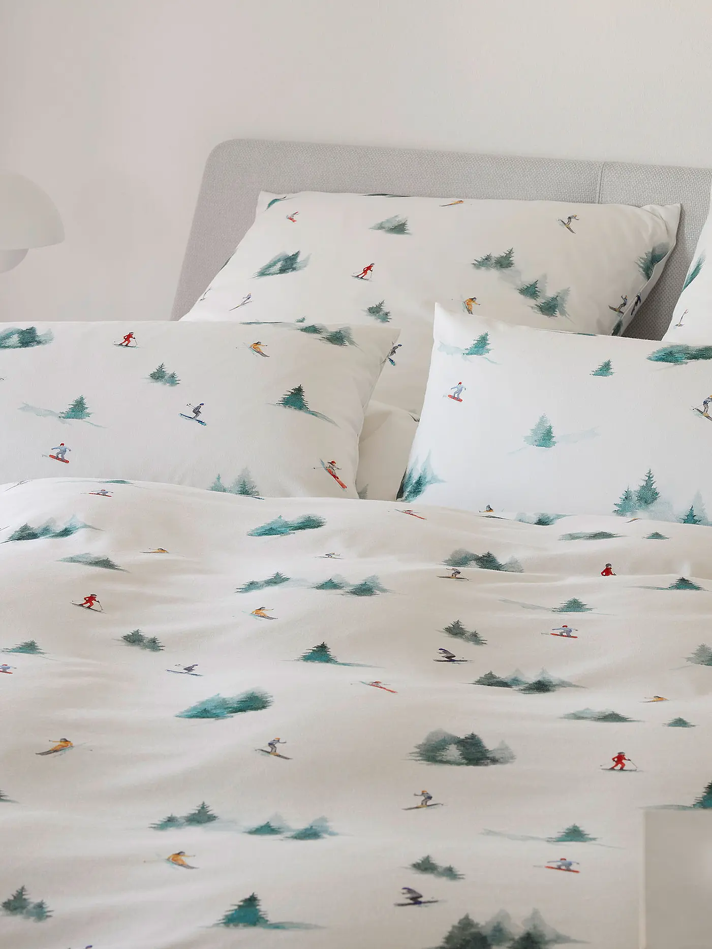 ELEGANTE | Flanell Bettwäsche ABFAHRT 70x90cm/140x200cm Skipiste | weiss