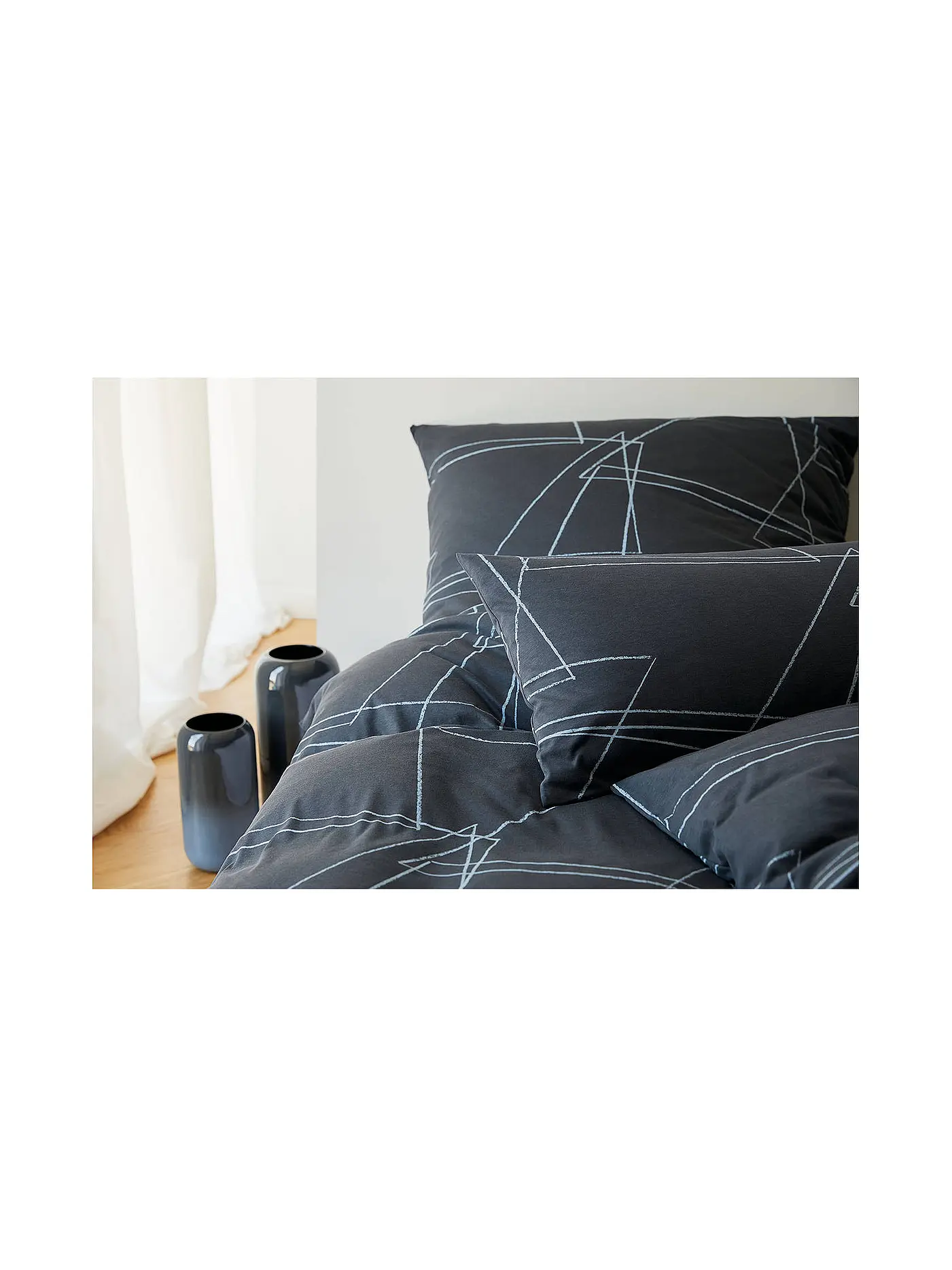 ELEGANTE | Jersey Bettwäsche 70x90cm/140x200cm Lines Anthrazit | grau