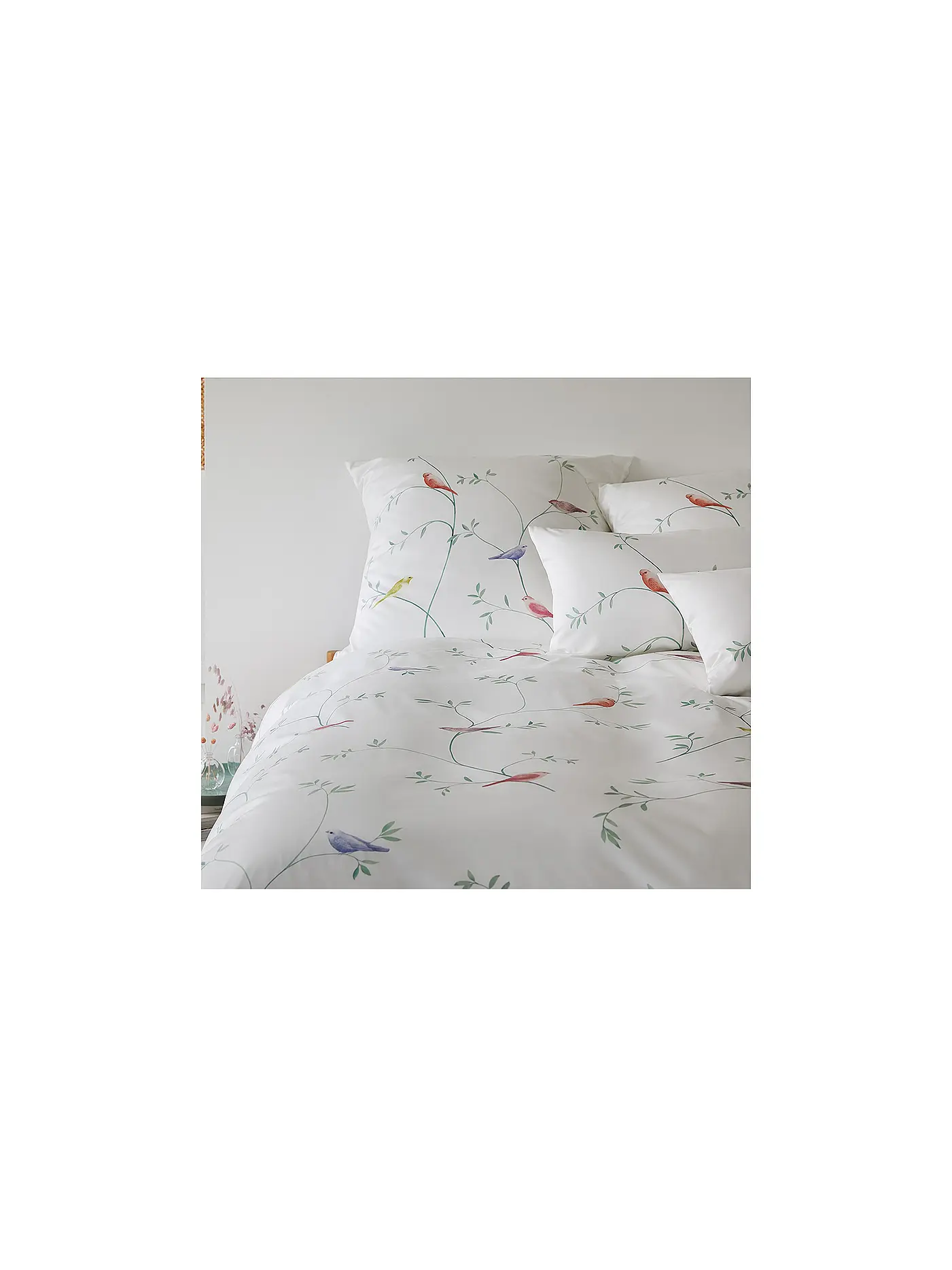 ELEGANTE | Satin Bettwäsche 70x90cm/140x200cm Garden Love Weiss | weiss