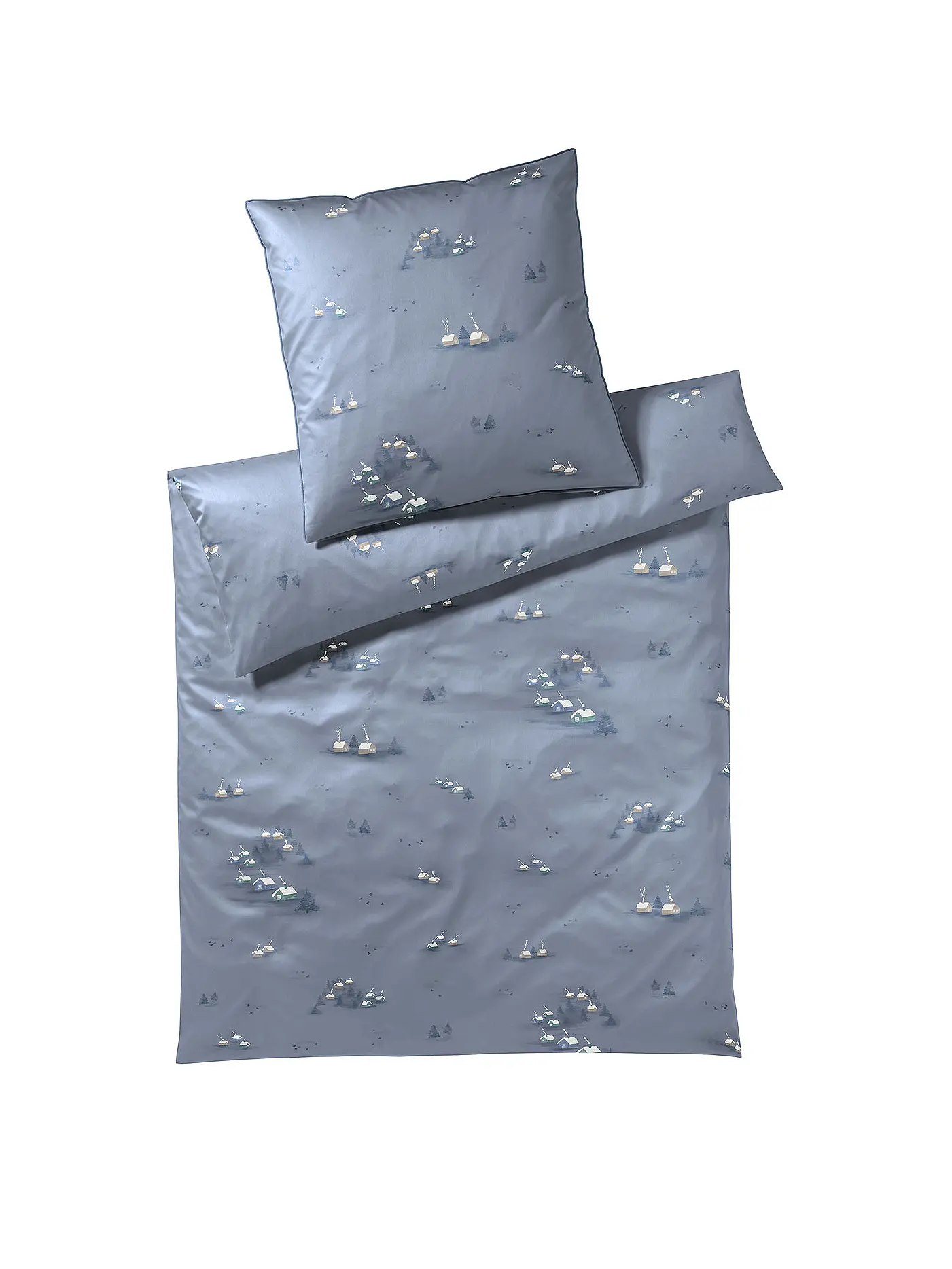 ELEGANTE | Satin Bettwäsche 70x90cm/140x200cm Home Weiss | blau