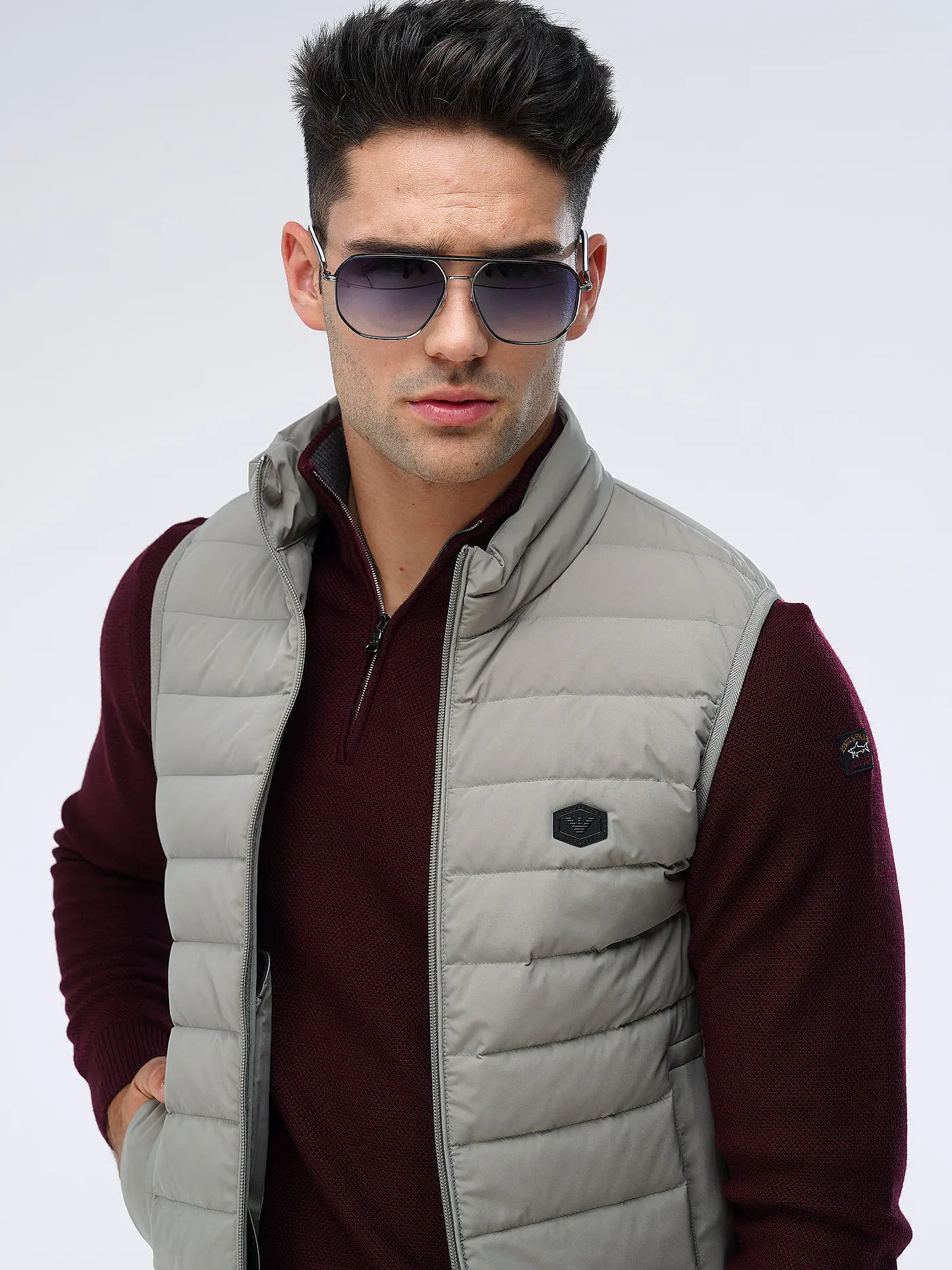 EMPORIO ARMANI | Daunensteppgilet  | hellgrau