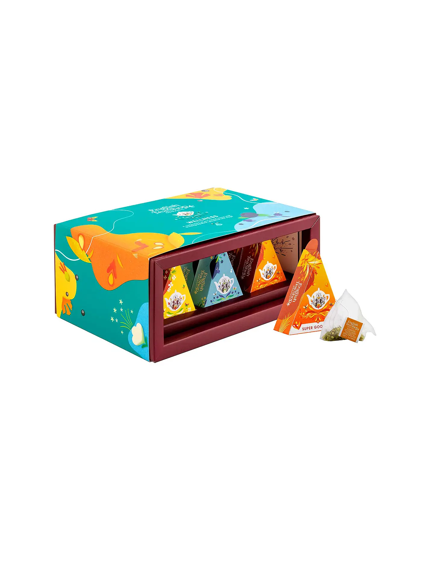 ENGLISH TEA SHOP | Geschenkbox Wellness Tee Kollektion 12 Pyjramiden Beutel | bunt