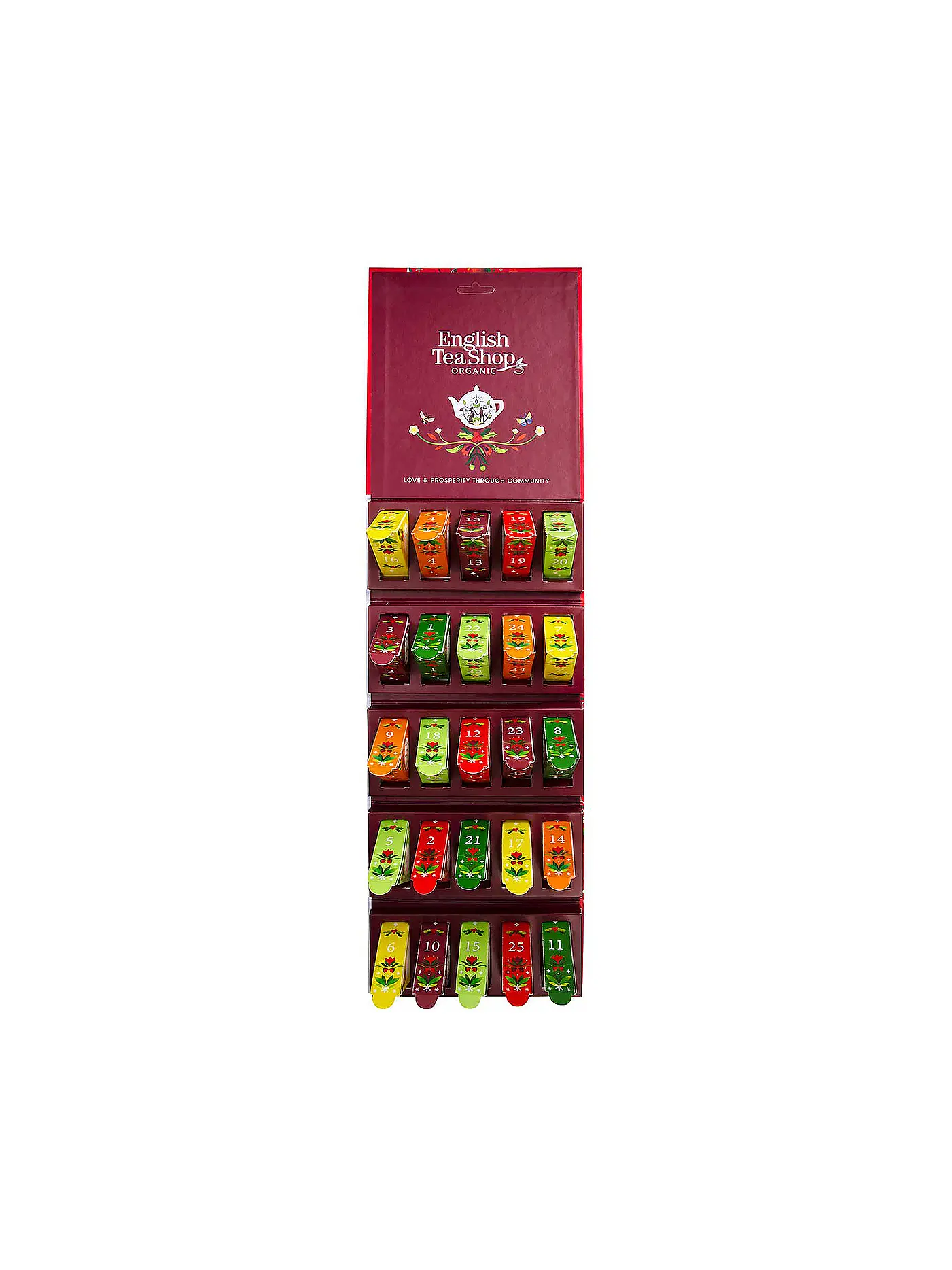 ENGLISH TEA SHOP | Tee Adventskalender "Santa's Secret", BIO, 25 Pyramidenbeutel | rot